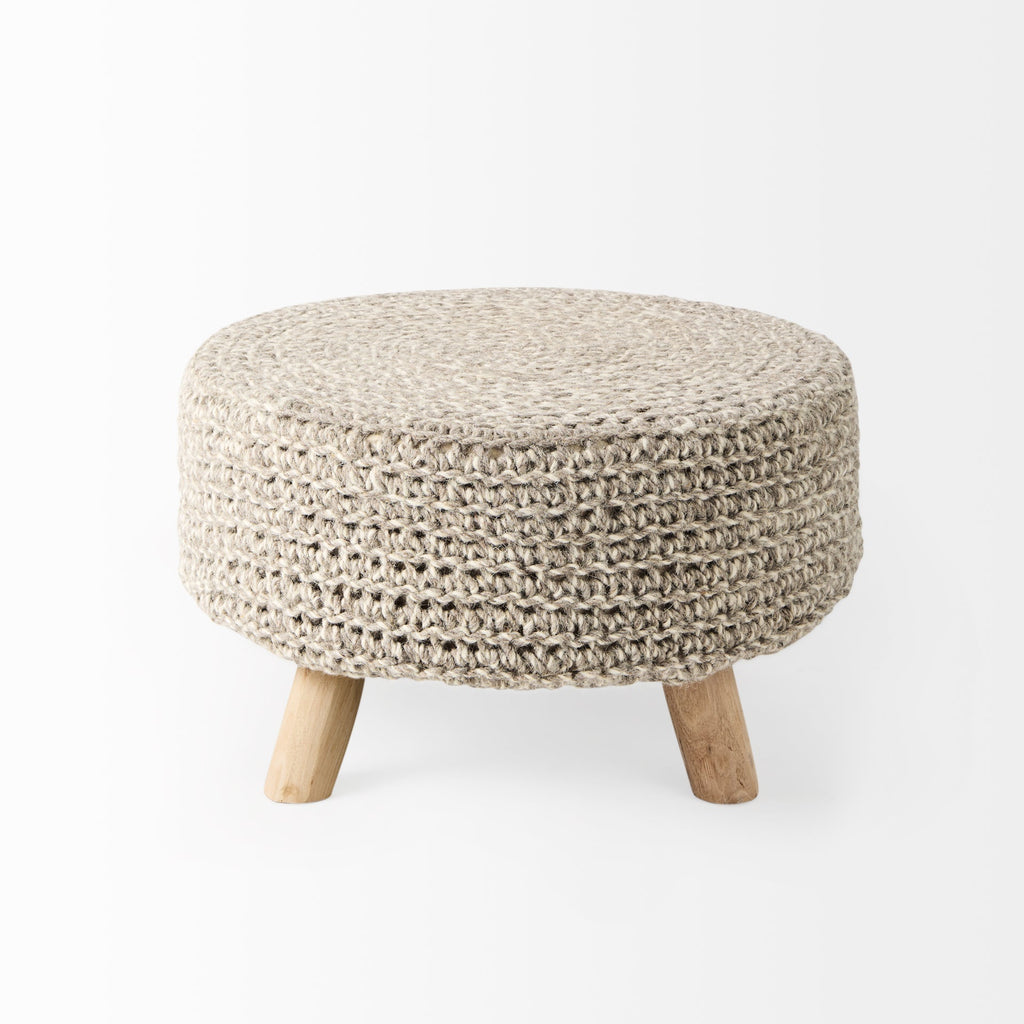 Mercana Bina 24" x 24" x 14" Wool Ottoman
