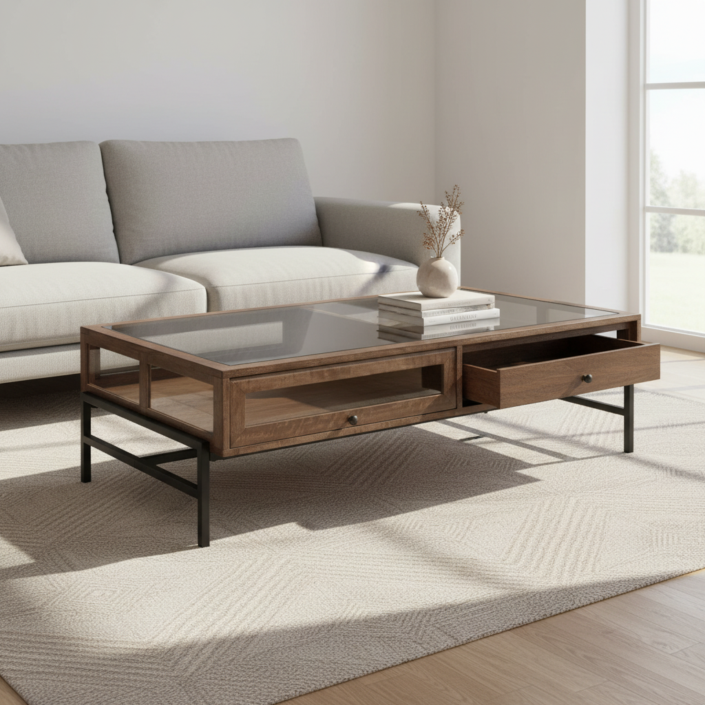 Mercana Arelius 49.5" x 29" x 15" Solid Wood Coffee Table