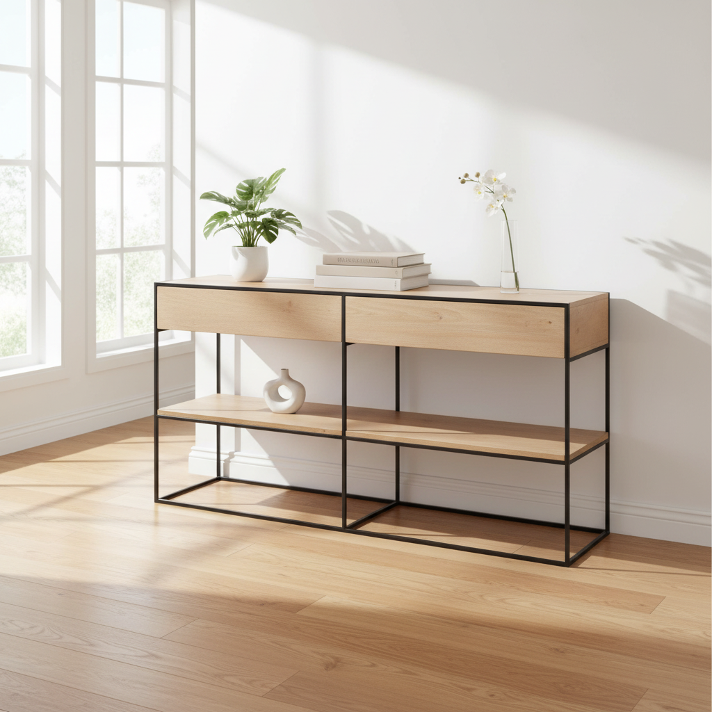 Mercana Morris 63" x 15" x 31" Iron Console Table