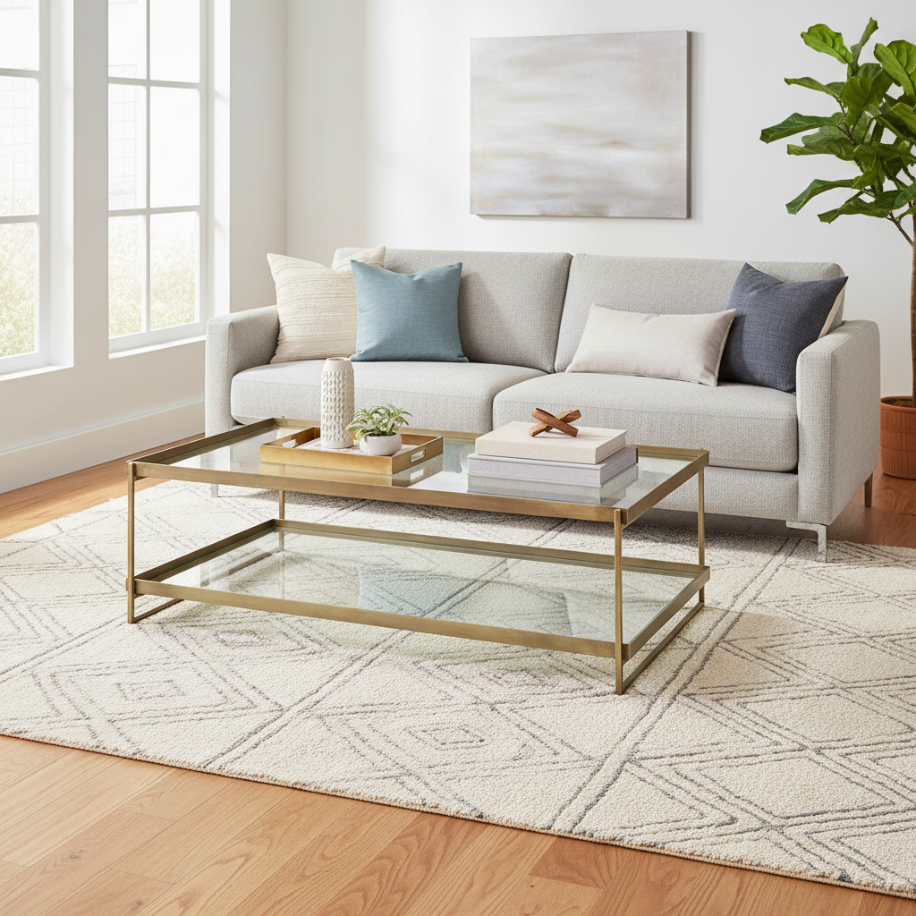 Mercana Trey 56" x 32" x 17" Glass Coffee Table