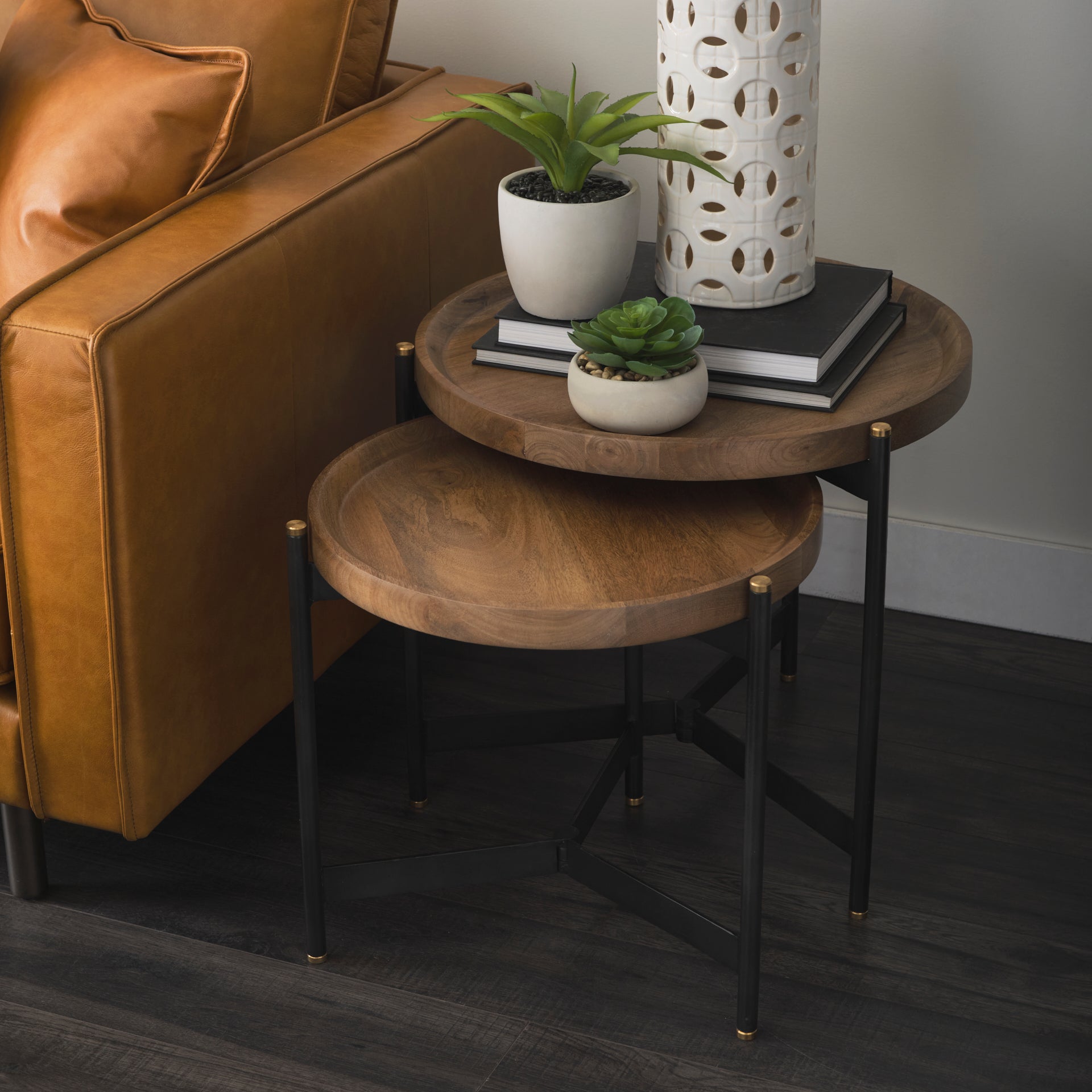 Mercana Marquisa 22.5" x 22.5" x 20.8" Solid Wood Side Table