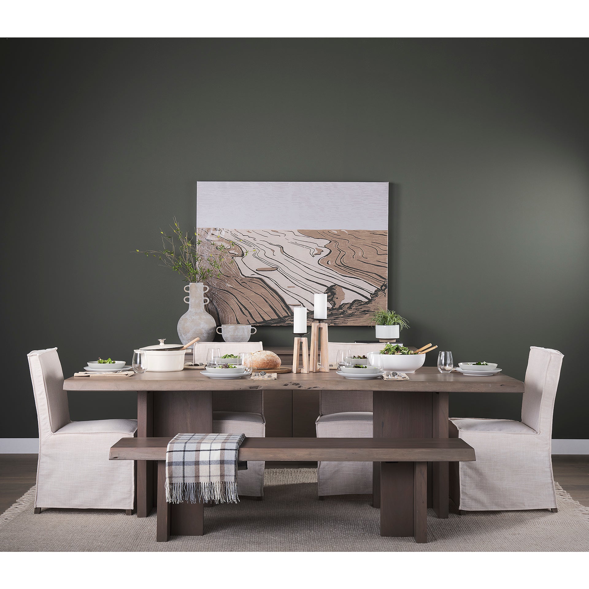 Mercana Konstantin 94" x 40" x 30" Solid Wood Dining Table