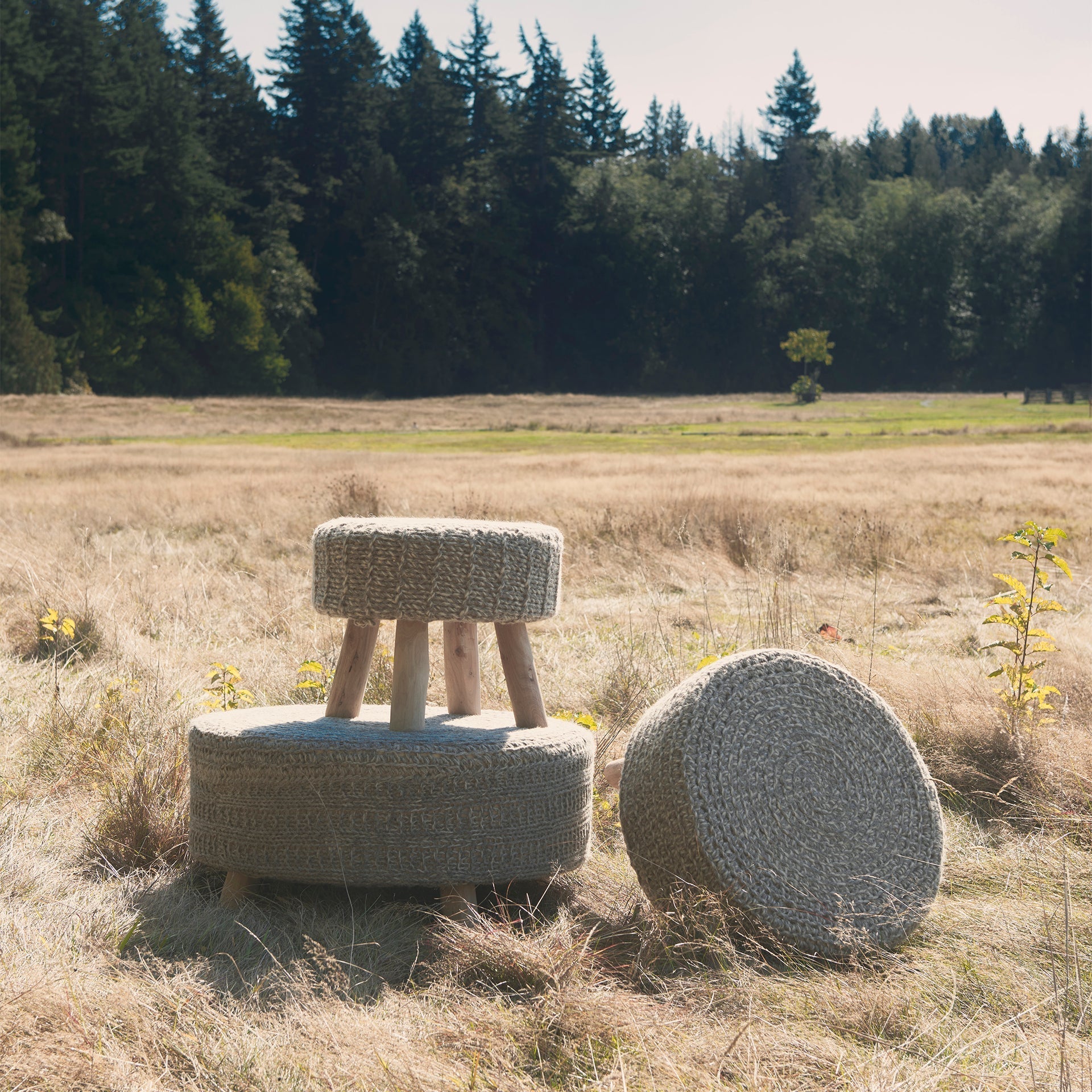 Mercana Bina 30" x 30" x 15" Wool Stool