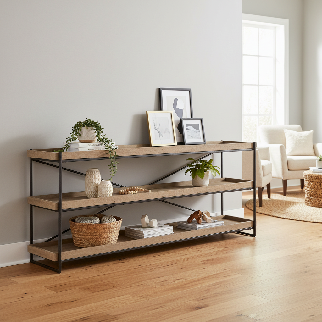 Mercana Trey 80" x 16" x 30" Solid Wood Console Table