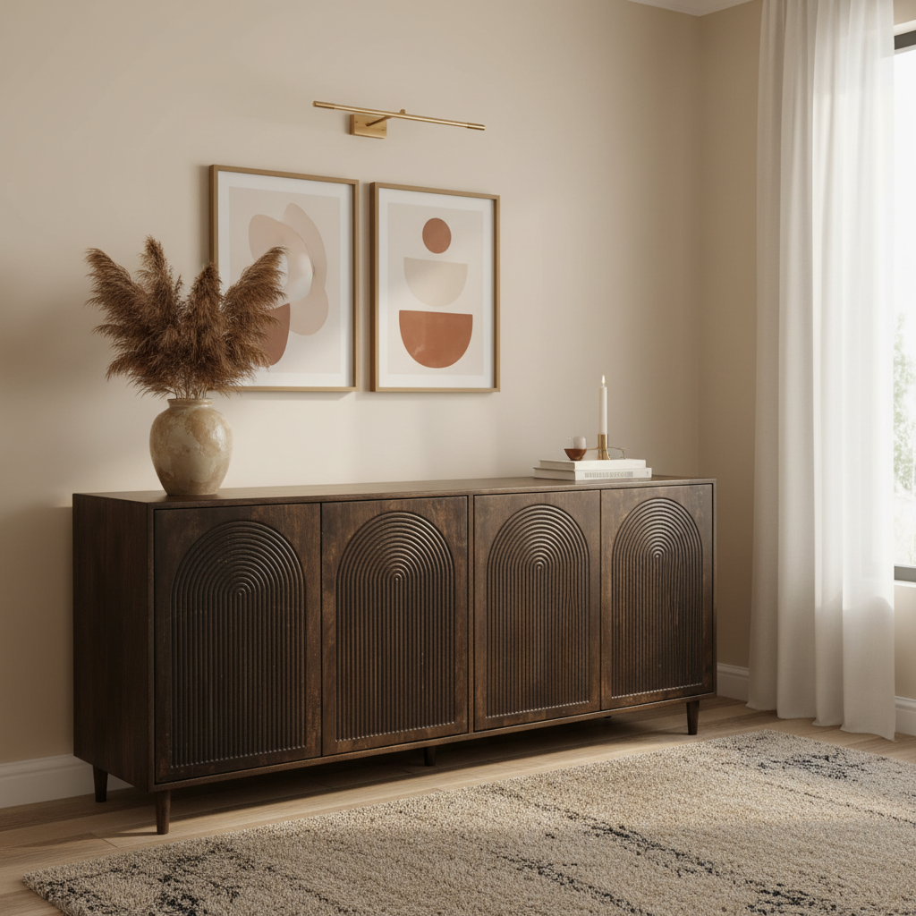 Mercana Tucker 71.8" x 15" x 30.3" Solid Wood Sideboard