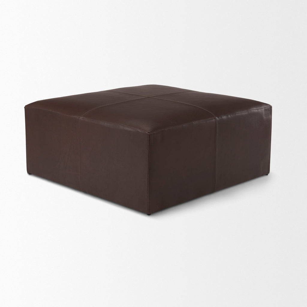 Mercana Minara 36" x 36" x 16" Leather Ottoman