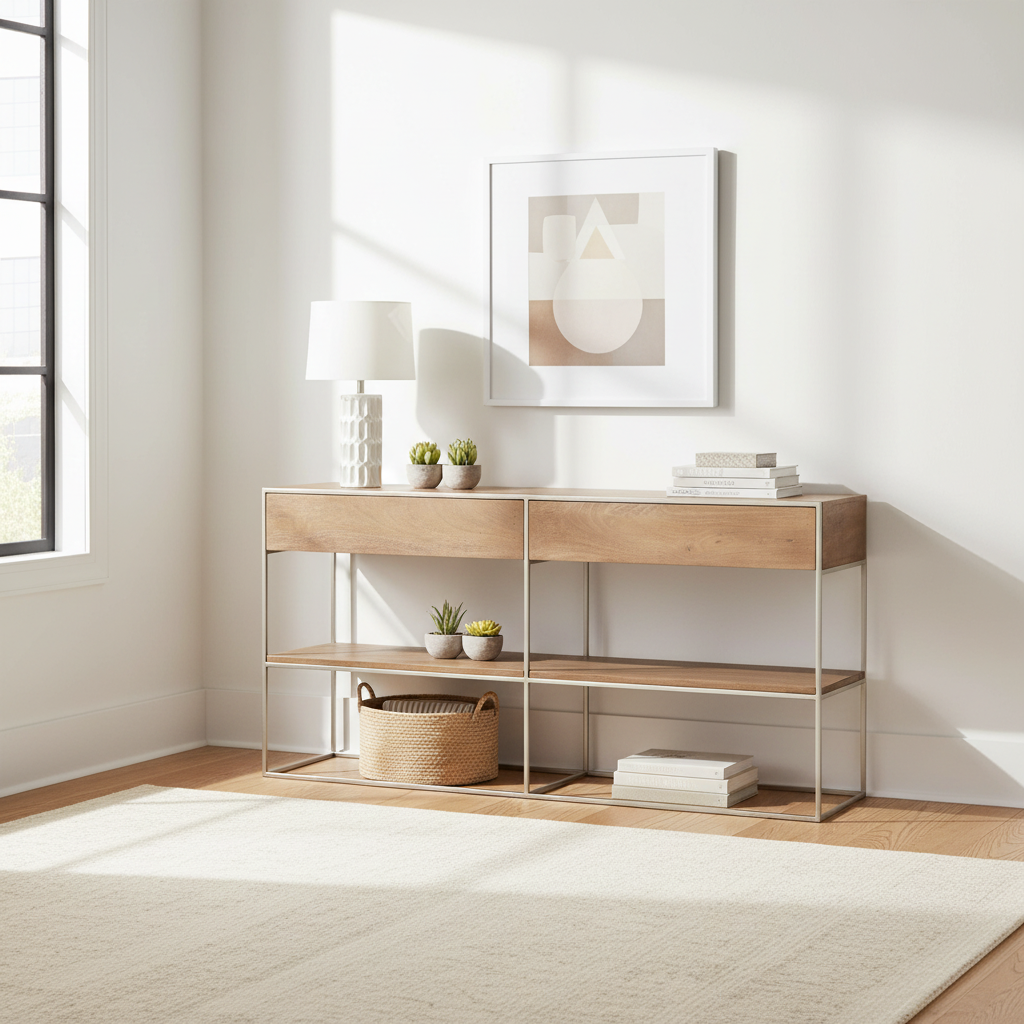 Mercana Morris 63" x 15" x 31" Wood Console Table