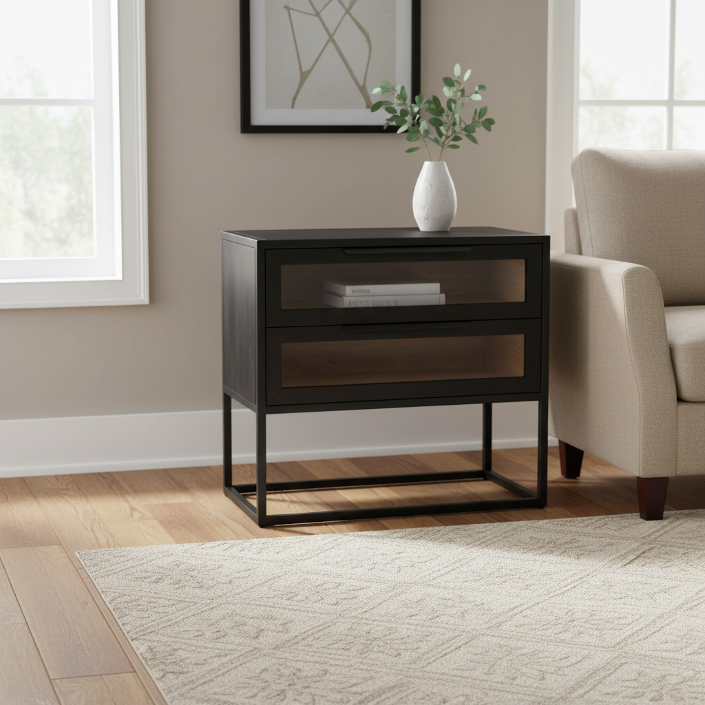 Mercana Sloan 28" x 17.5" x 26.3" Metal Side Table
