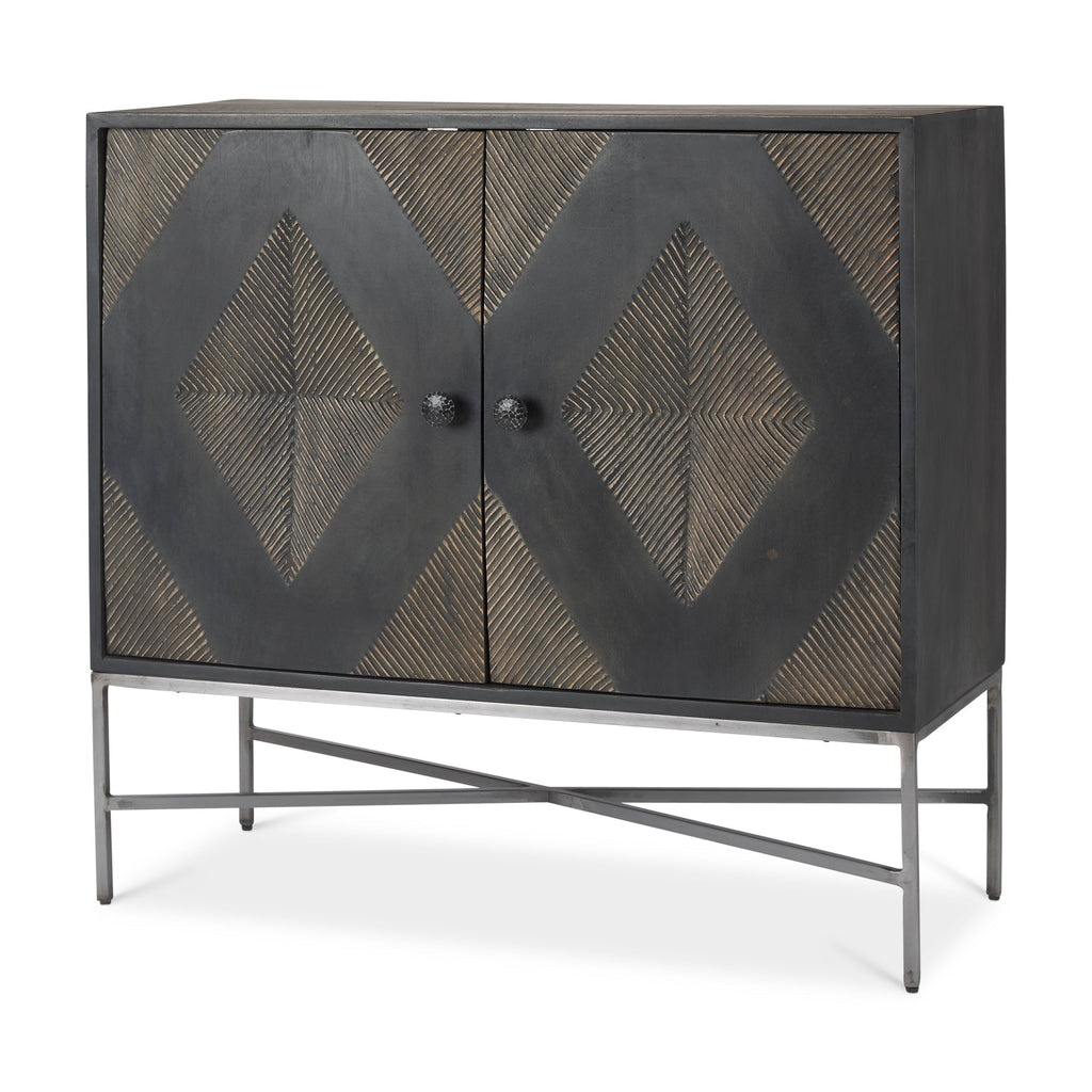 Mercana Hogarth 36" x 16" x 34" Iron,Solid Wood Accent Cabinet