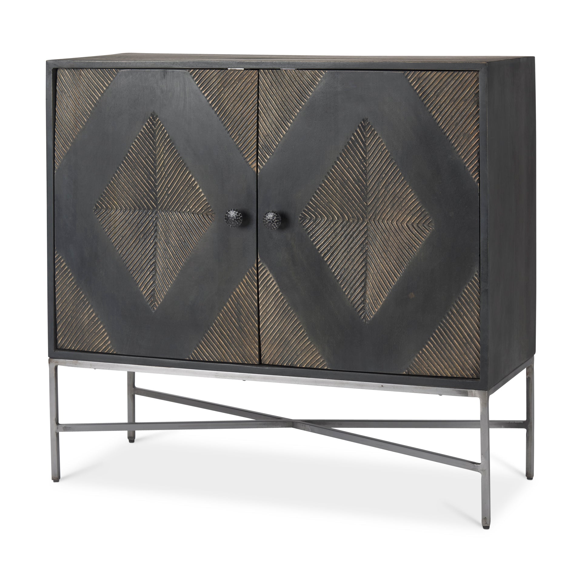 Mercana Hogarth 36" x 16" x 34" Iron,Solid Wood Accent Cabinet