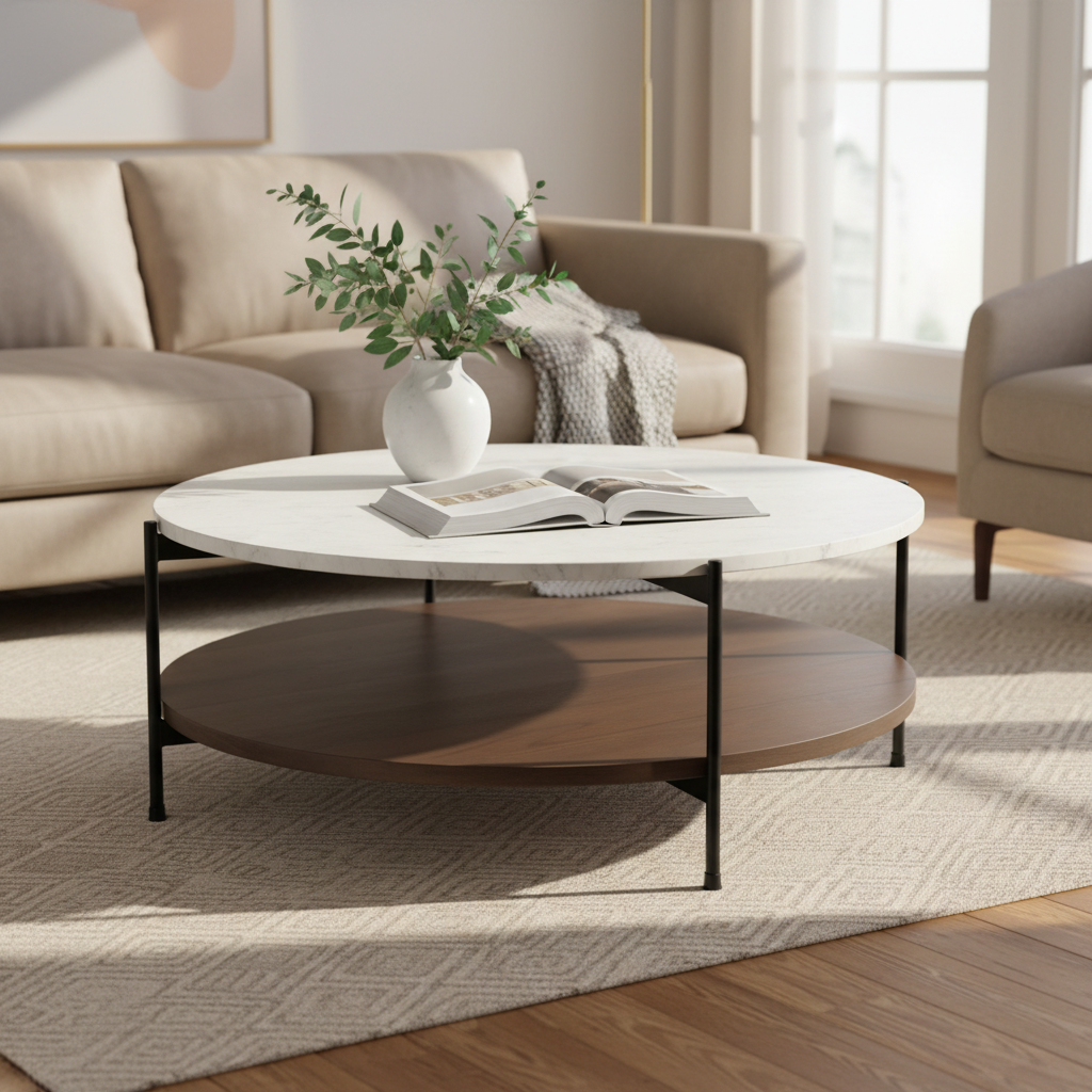 Mercana Larkin 43.5" x 43.5" x 16" Wood Coffee Table