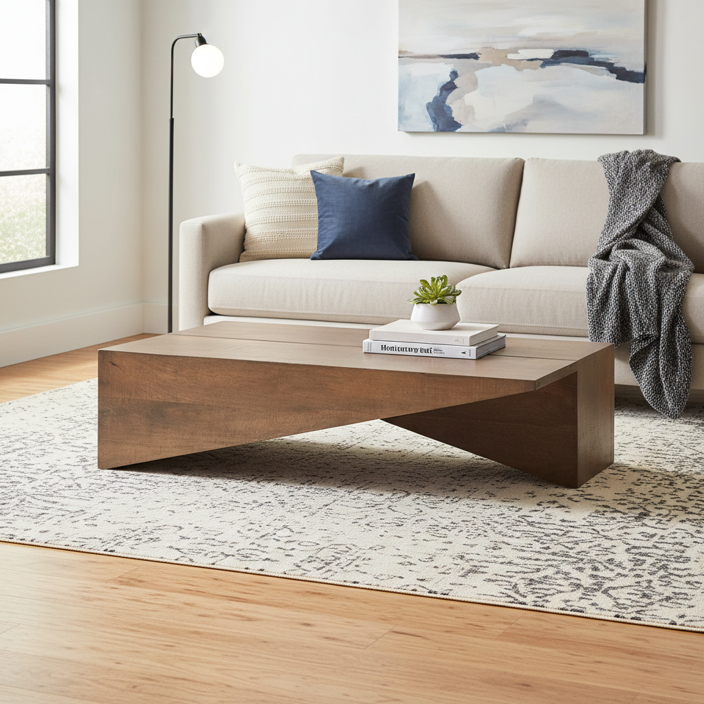 Mercana West 55" x 14" x 32" Solid Wood Coffee Table