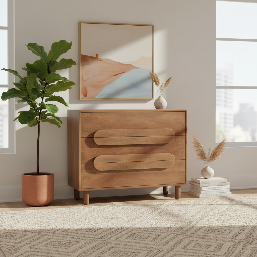 Mercana Astrid 36" x 17" x 30.3" Solid Wood Accent Cabinet