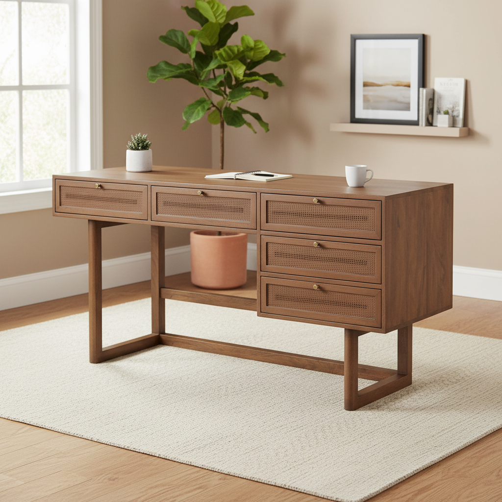 Mercana Grier 60" x 22.8" x 30.5" Solid Wood Desk