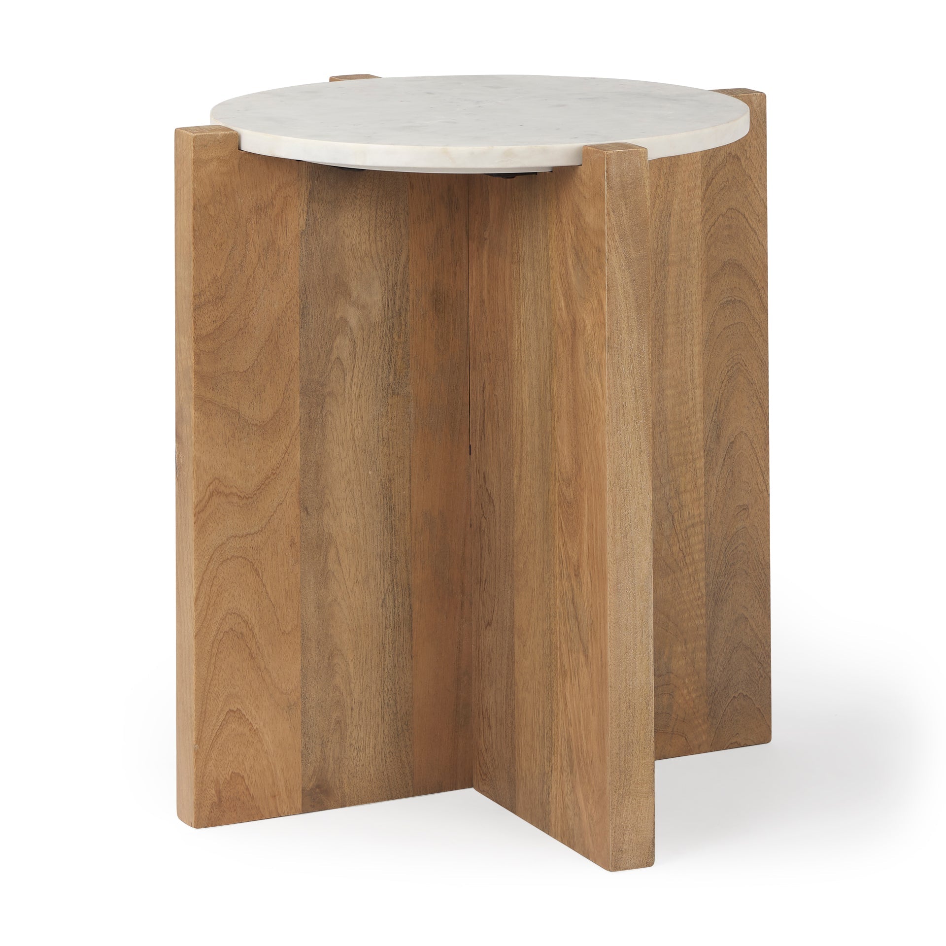 Mercana Bianca 21.5" x 21.5" x 22" Solid Wood,Stone Side Table