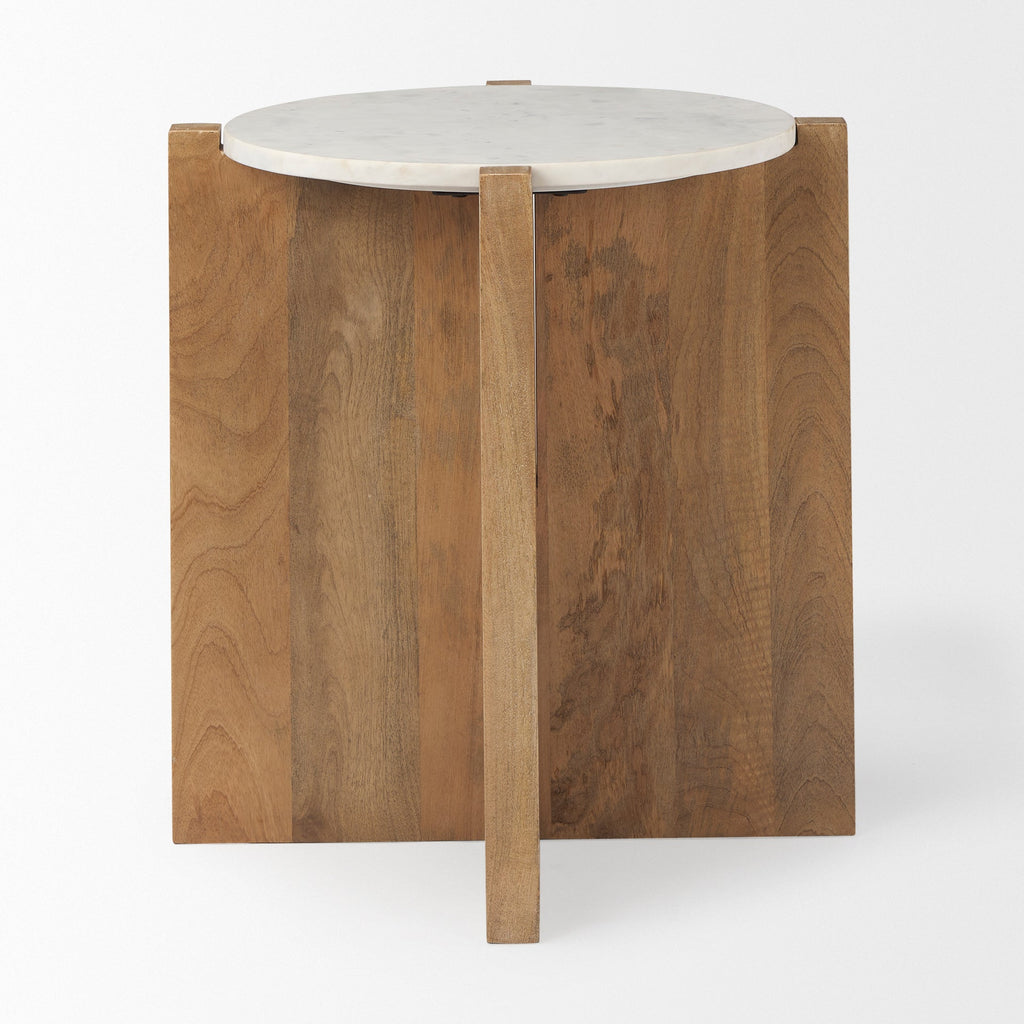 Mercana Bianca 21.5" x 21.5" x 22" Solid Wood,Stone Side Table