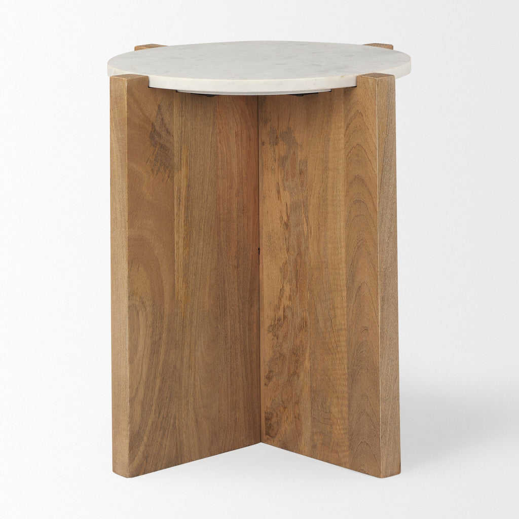 Mercana Bianca 21.5" x 21.5" x 22" Solid Wood,Stone Side Table