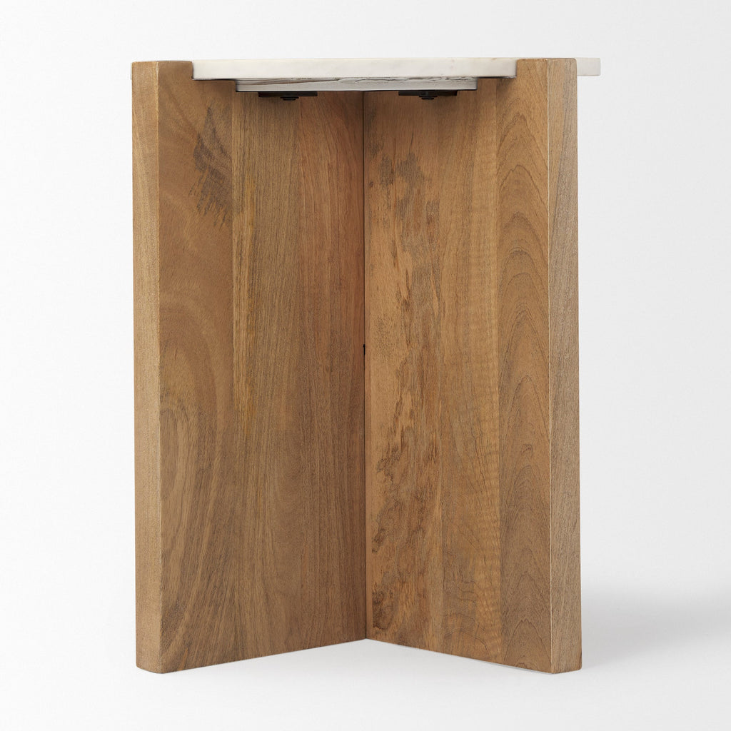 Mercana Bianca 21.5" x 21.5" x 22" Solid Wood,Stone Side Table