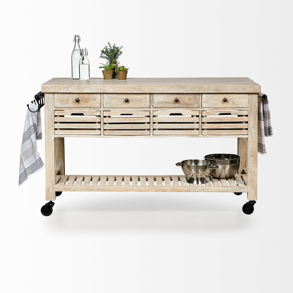 Mercana Columbia 56" x 28" x 36" Solid Wood Kitchen Island