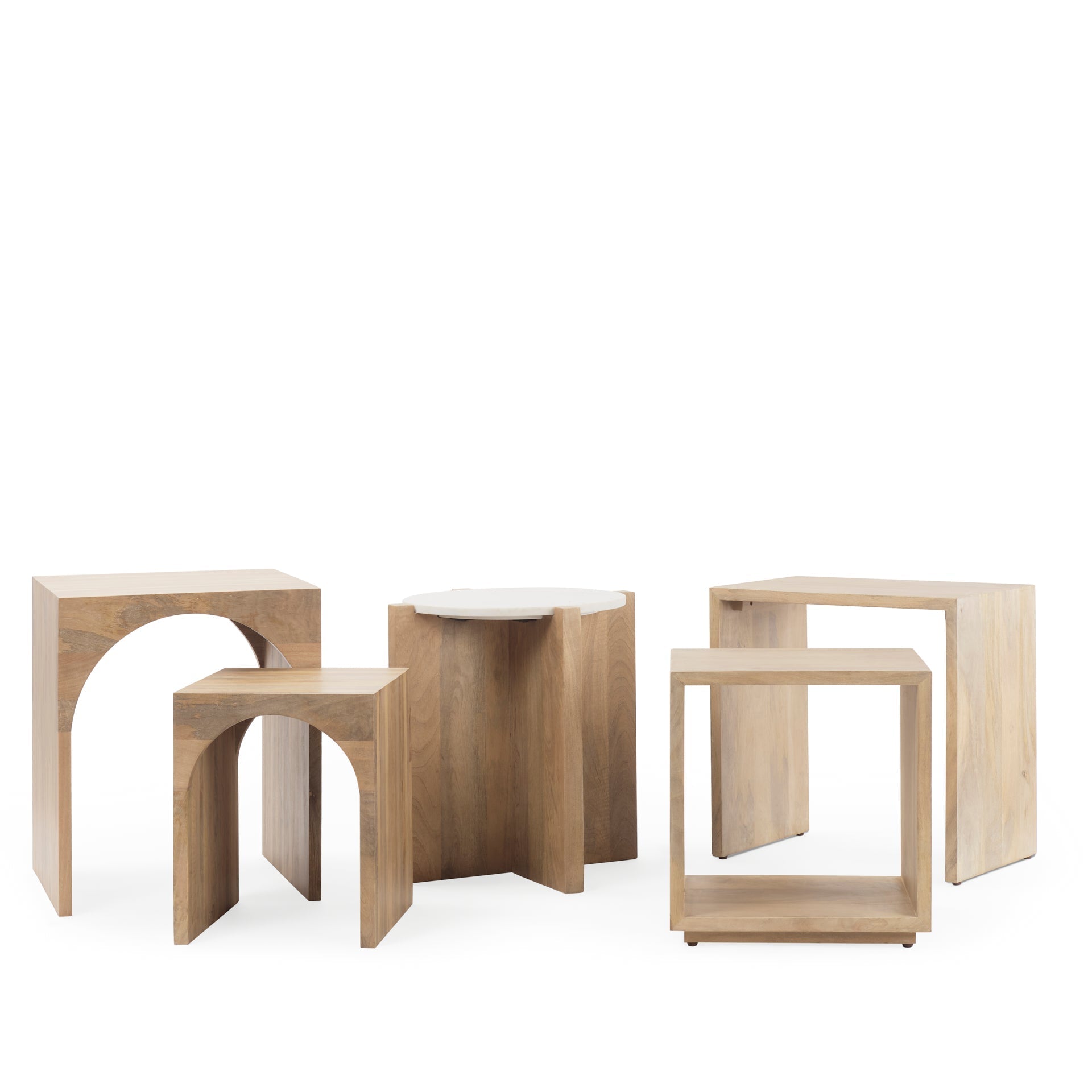 Mercana Bianca 21.5" x 21.5" x 22" Solid Wood,Stone Side Table