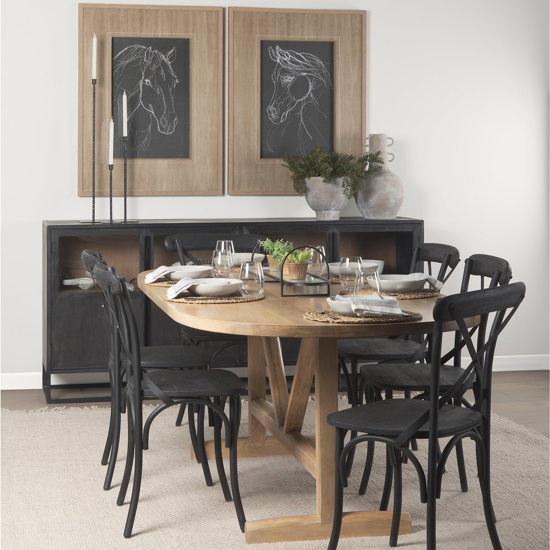 Mercana Viktor 94" x 42" x 30" Solid Wood Dining Table