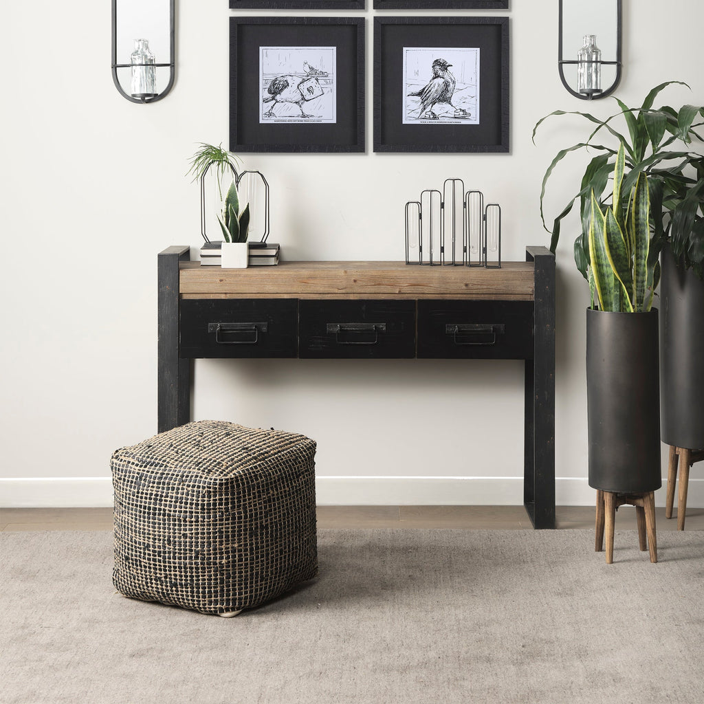 Mercana Aalia 16" x 16" x 16" Leather Pouf