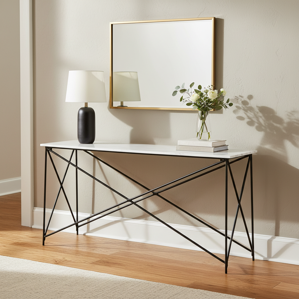 Mercana Lorlei 59" x 16" x 28.5" Iron Console Table