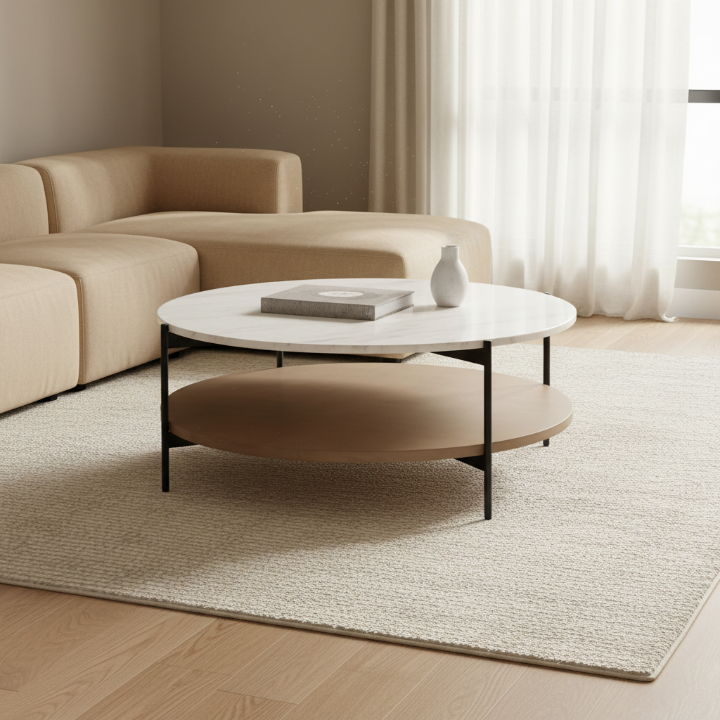 Mercana Larkin 42" x 42" x 16" Metal,Stone Coffee Table