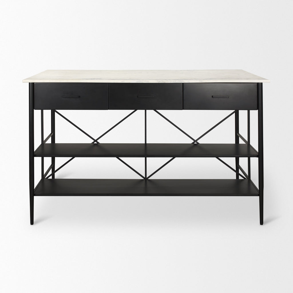 Mercana Amika 62" x 34" x 36" Iron Kitchen Island