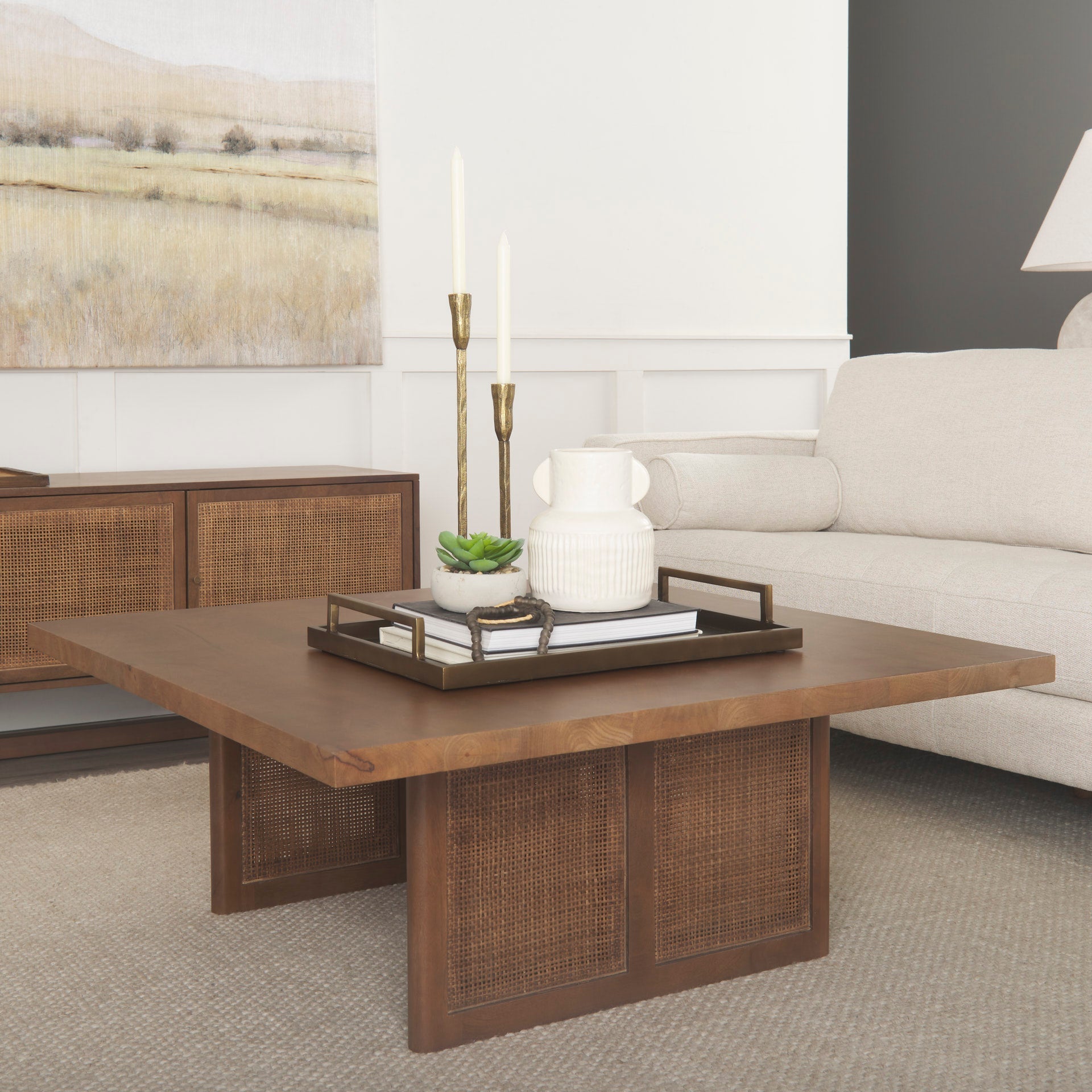 Mercana Grier 42" x 42" x 17" Solid Wood Coffee Table