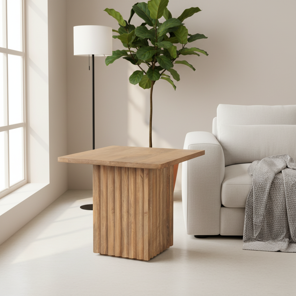 Mercana June 24" x 24" x 22" Solid Wood Side Table