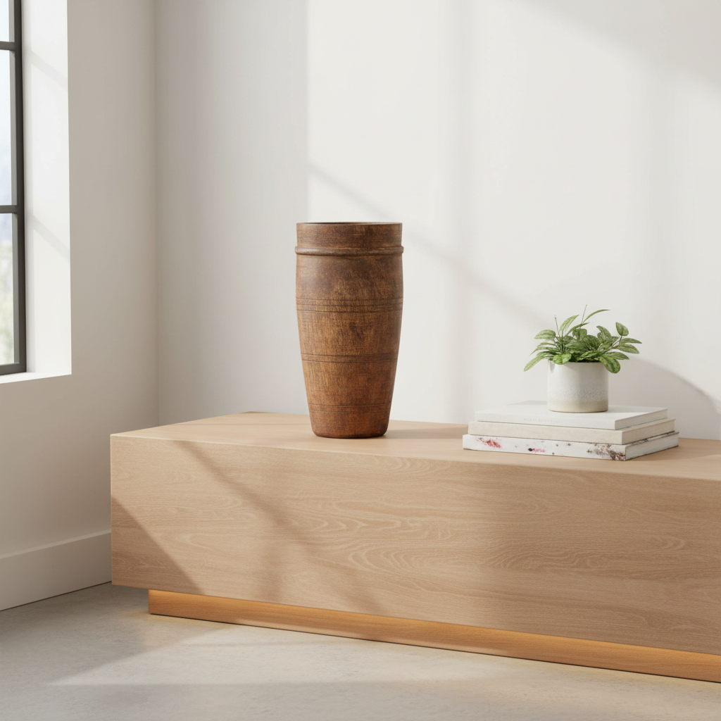Mercana Porta 5.5" x 5.5" x 11" Solid Wood Vase