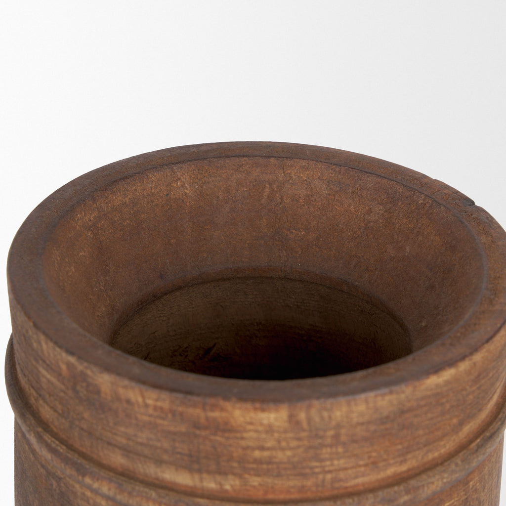 Mercana Porta 5.5" x 5.5" x 11" Solid Wood Vase