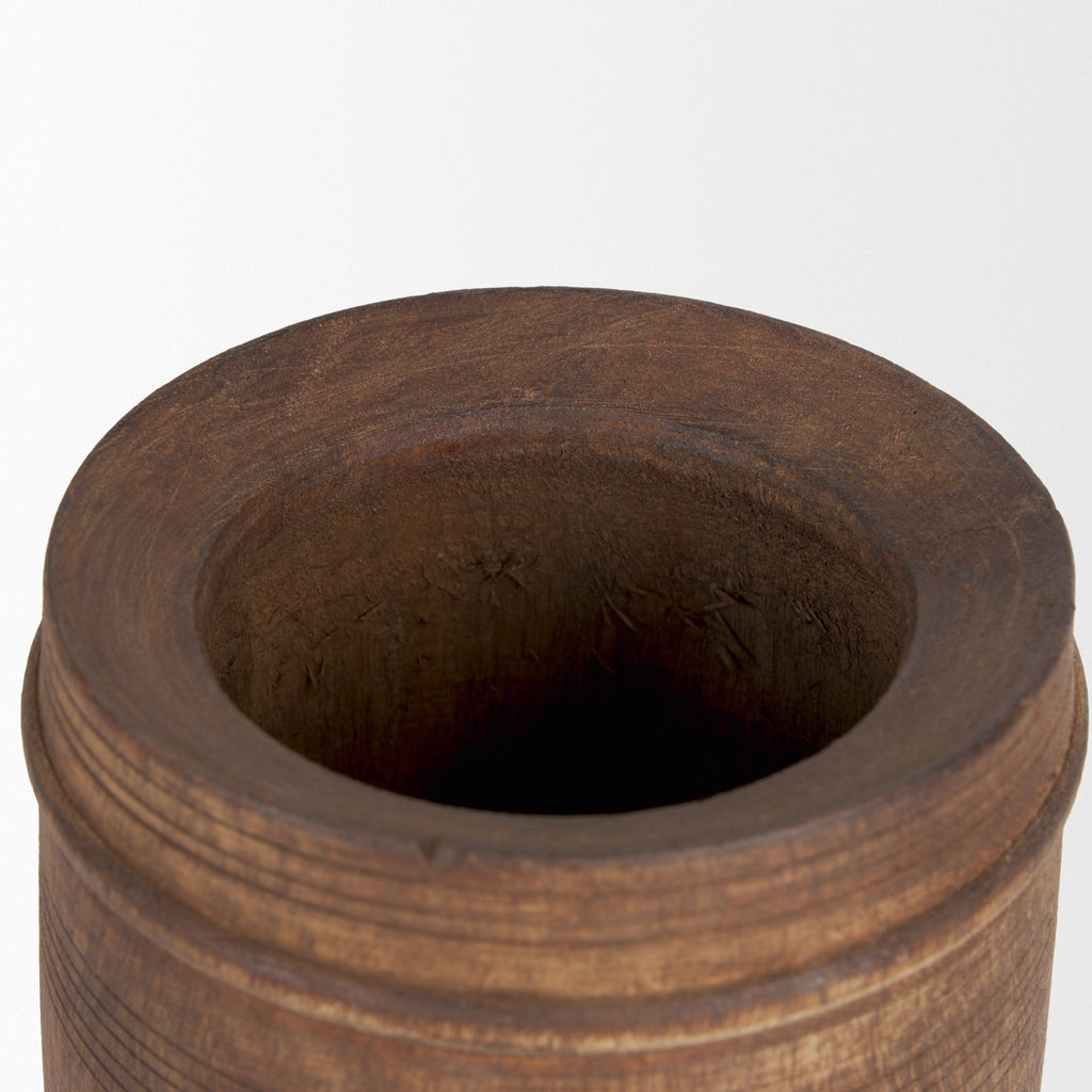 Mercana Porta 4.8" x 4.8" x 9" Solid Wood Vase