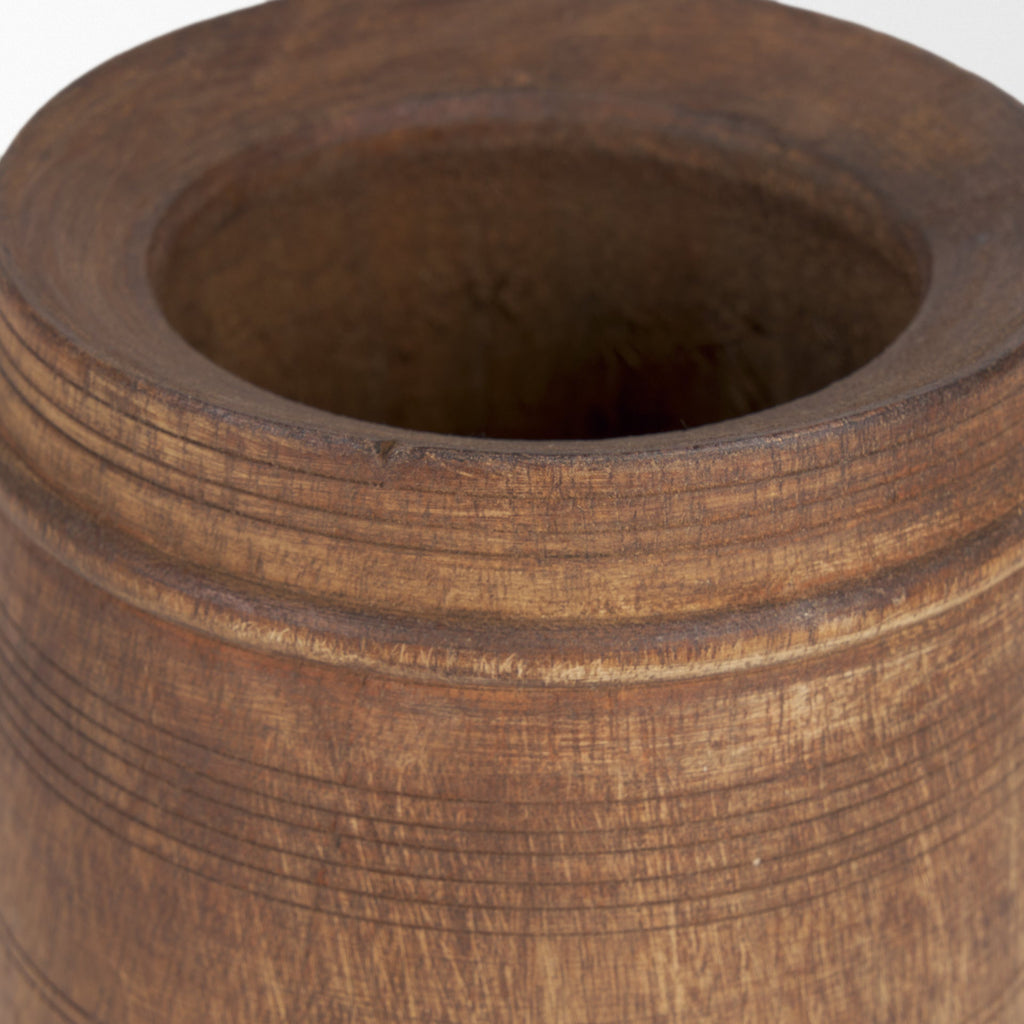 Mercana Porta 4.8" x 4.8" x 9" Solid Wood Vase