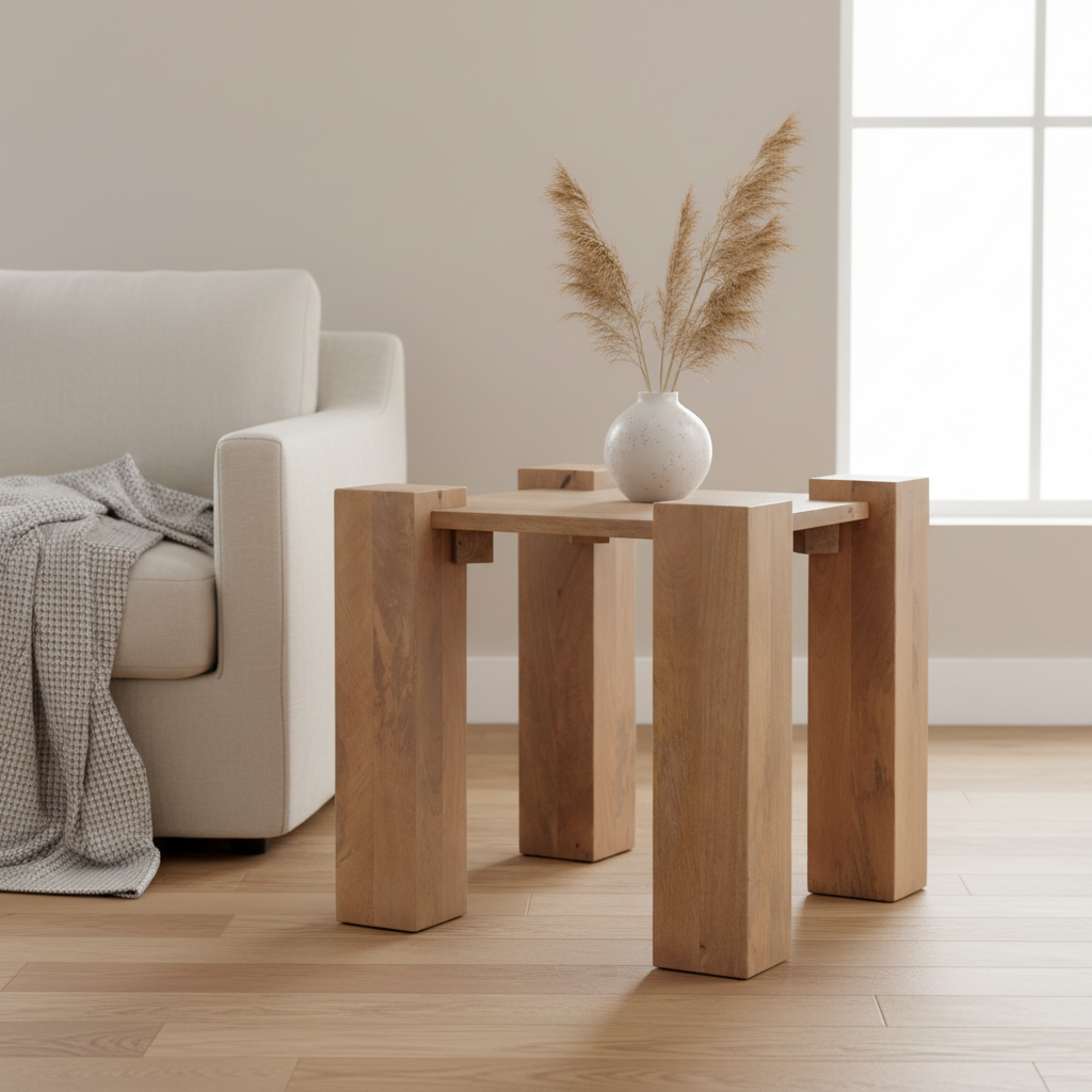 Mercana Beth 23" x 23" x 21.8" Solid Wood Side Table