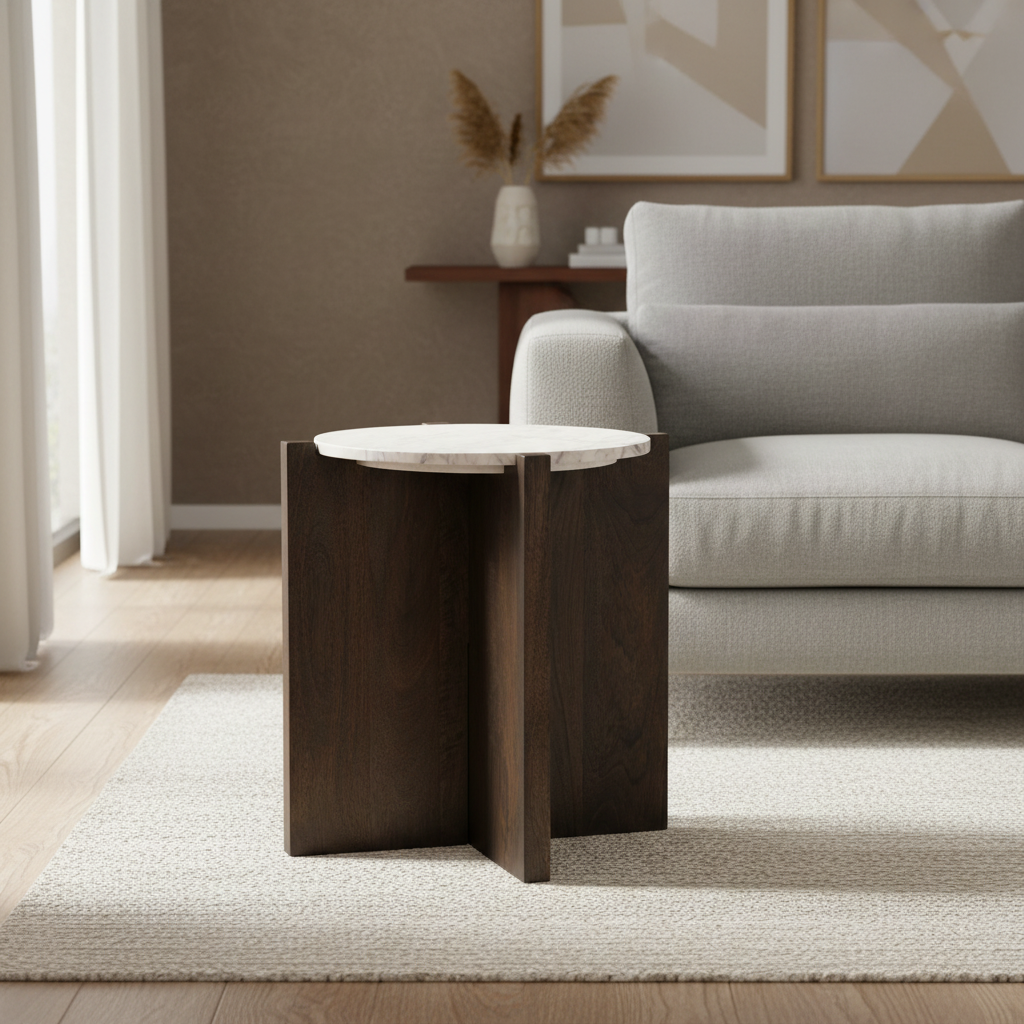 Mercana Bianca 22" x 22" x 22" Solid Wood Side Table