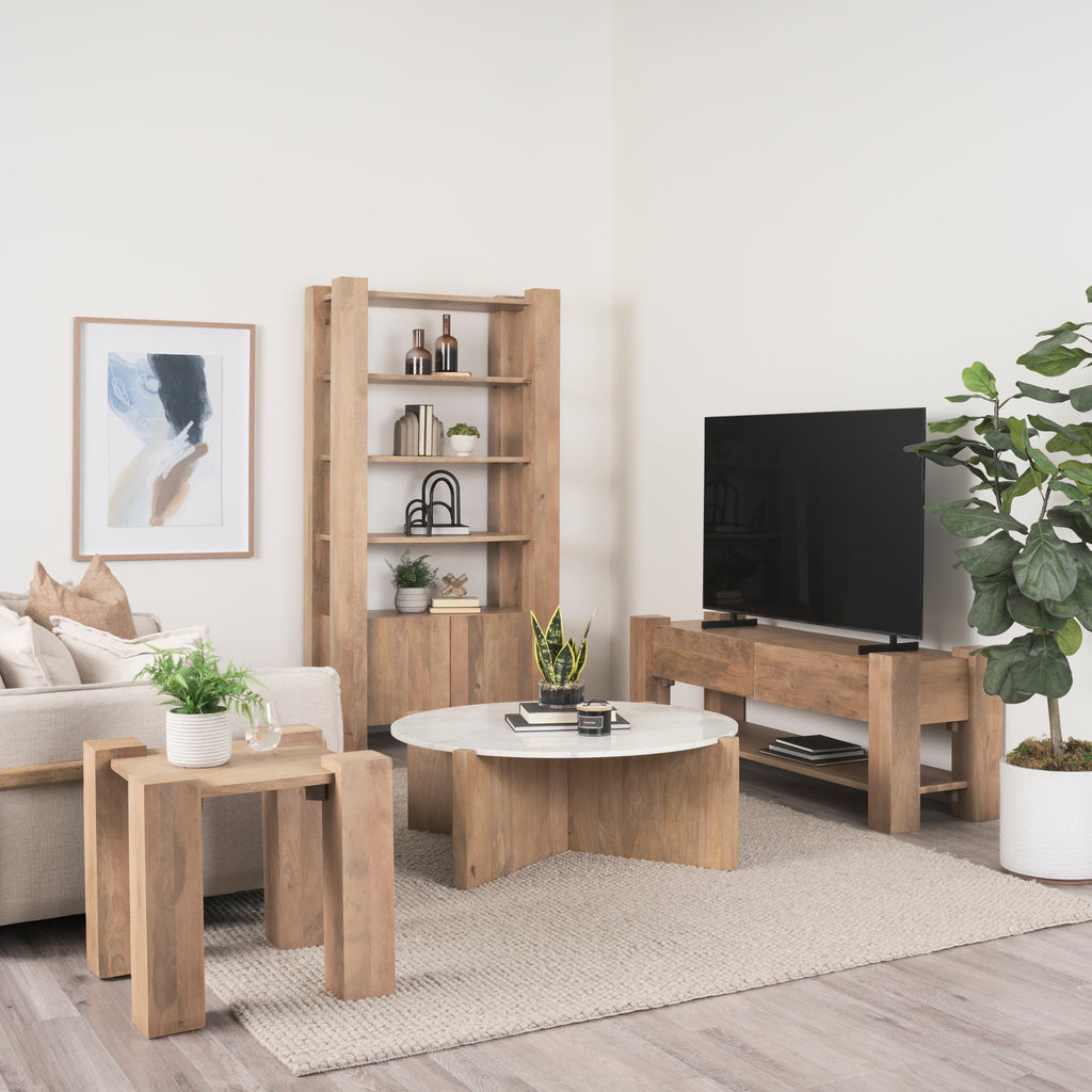 Mercana Bianca 48" x 48" x 16" Solid Wood Coffee Table