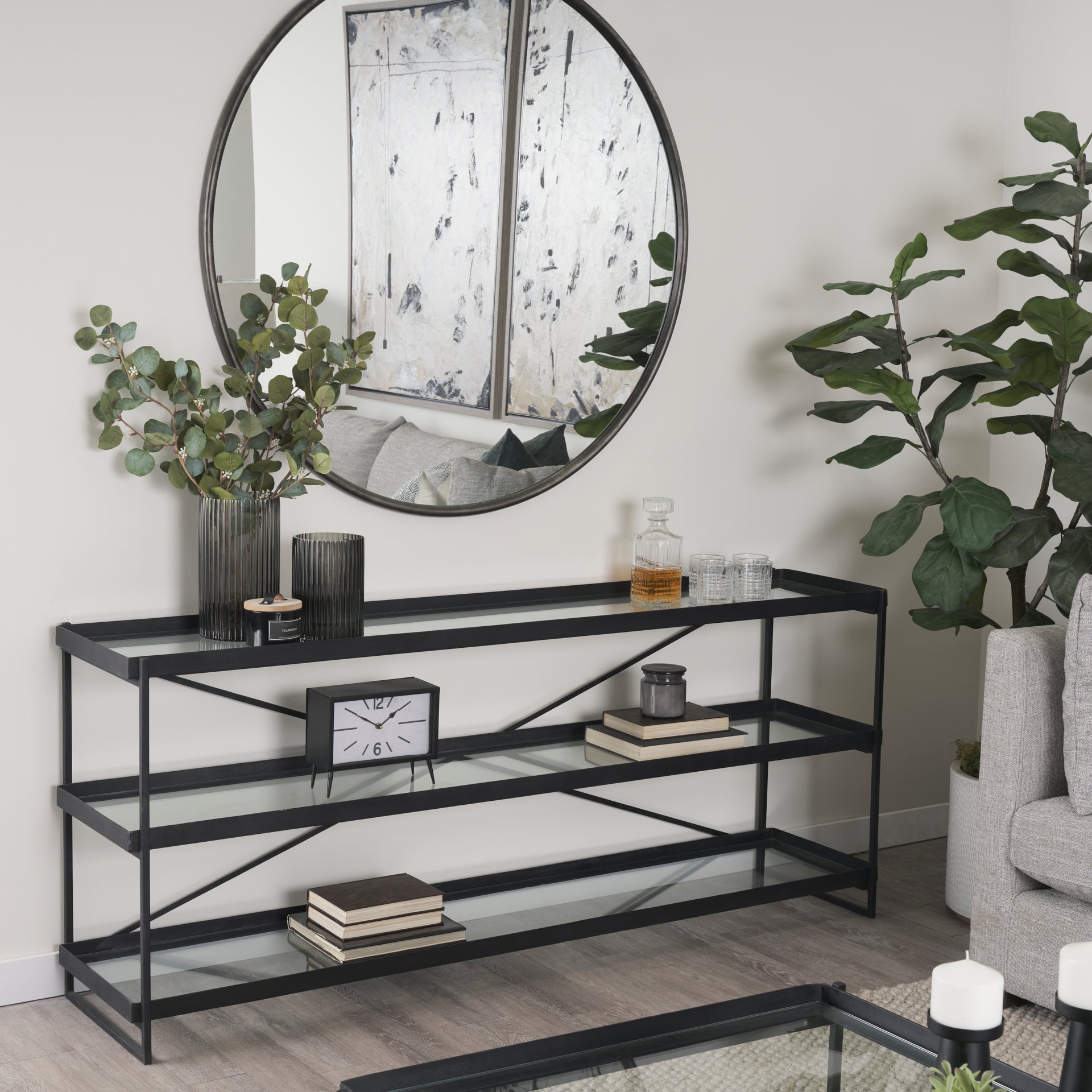 Mercana Trey 72" x 16.3" x 30" Iron Console Table