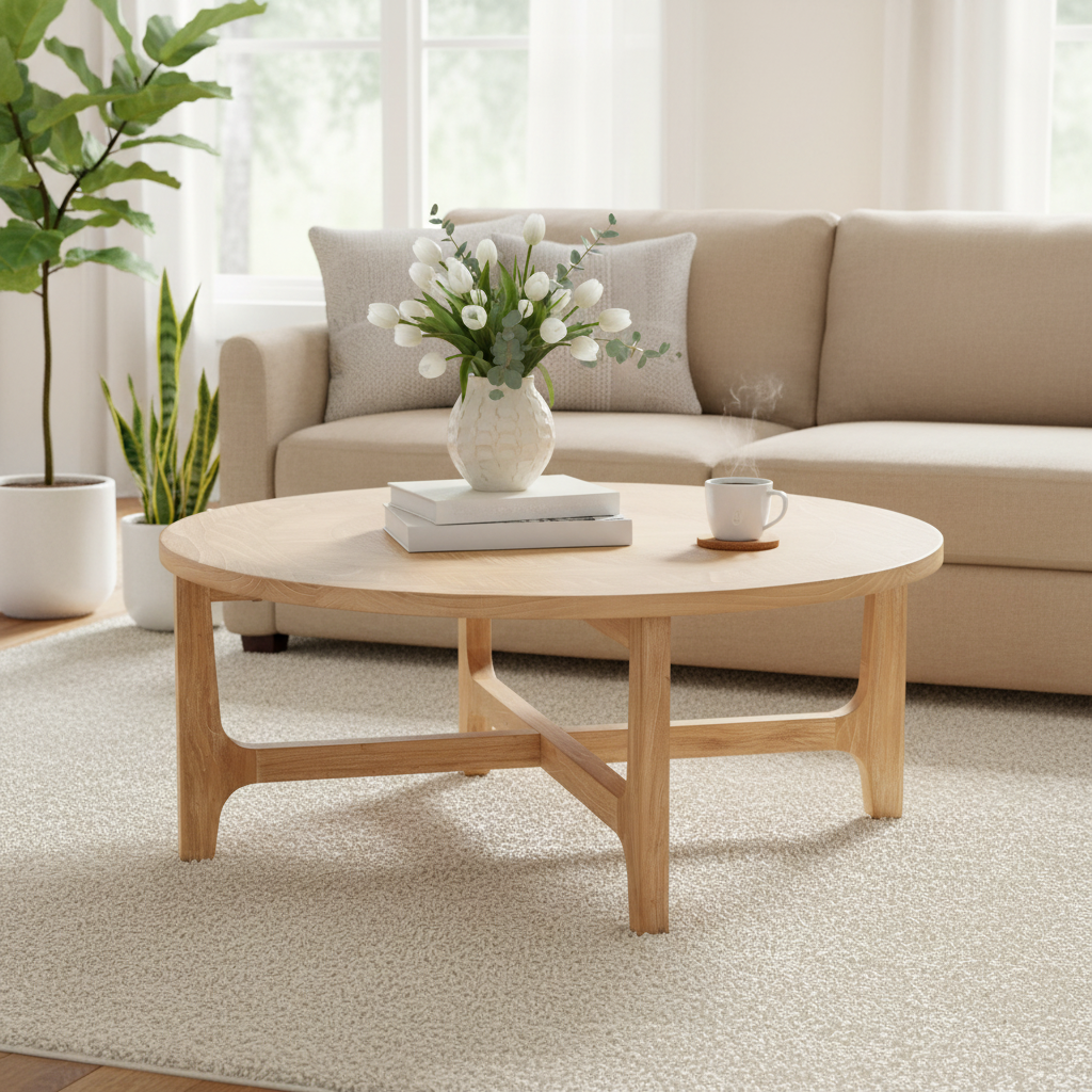 Mercana Taylin 39" x 39" x 16.8" Solid Wood Coffee Table