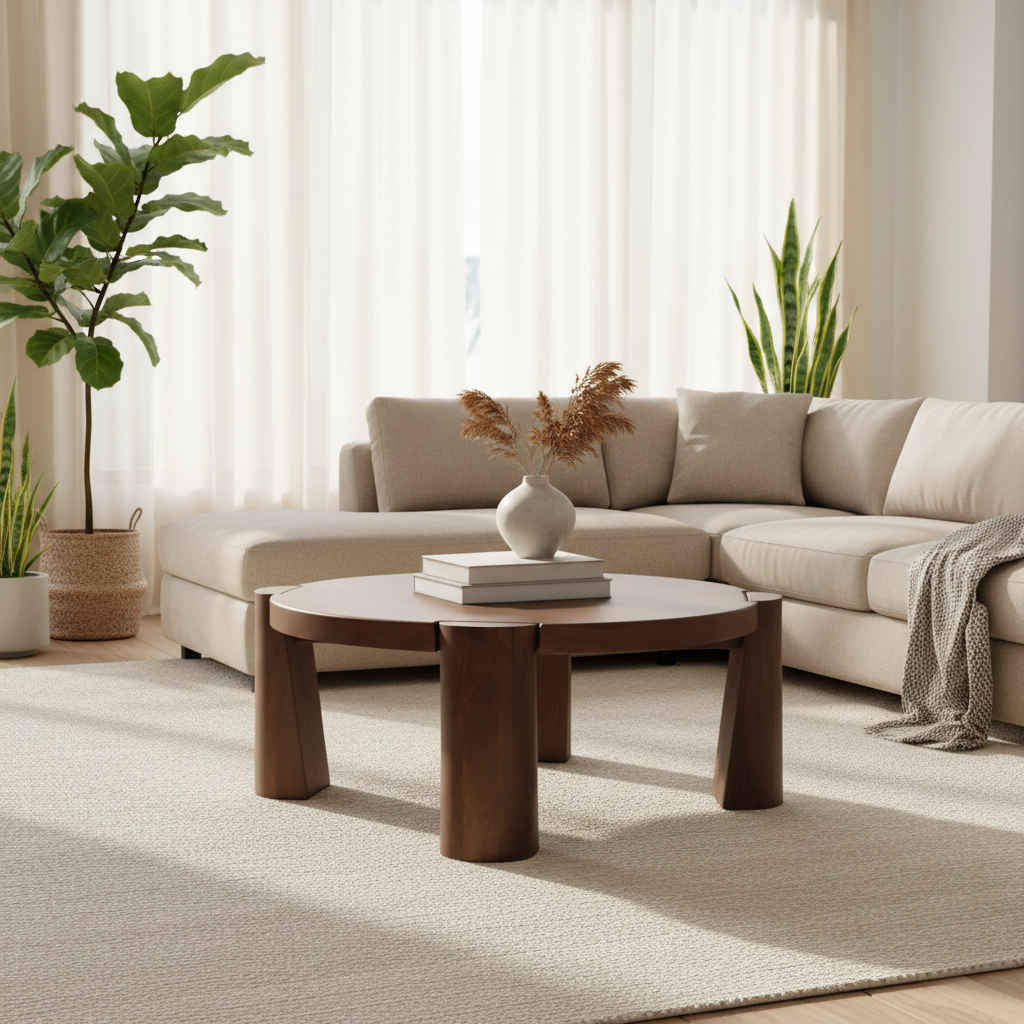 Mercana Tammar 39.5" x 39.5" x 15" Solid Wood Coffee Table