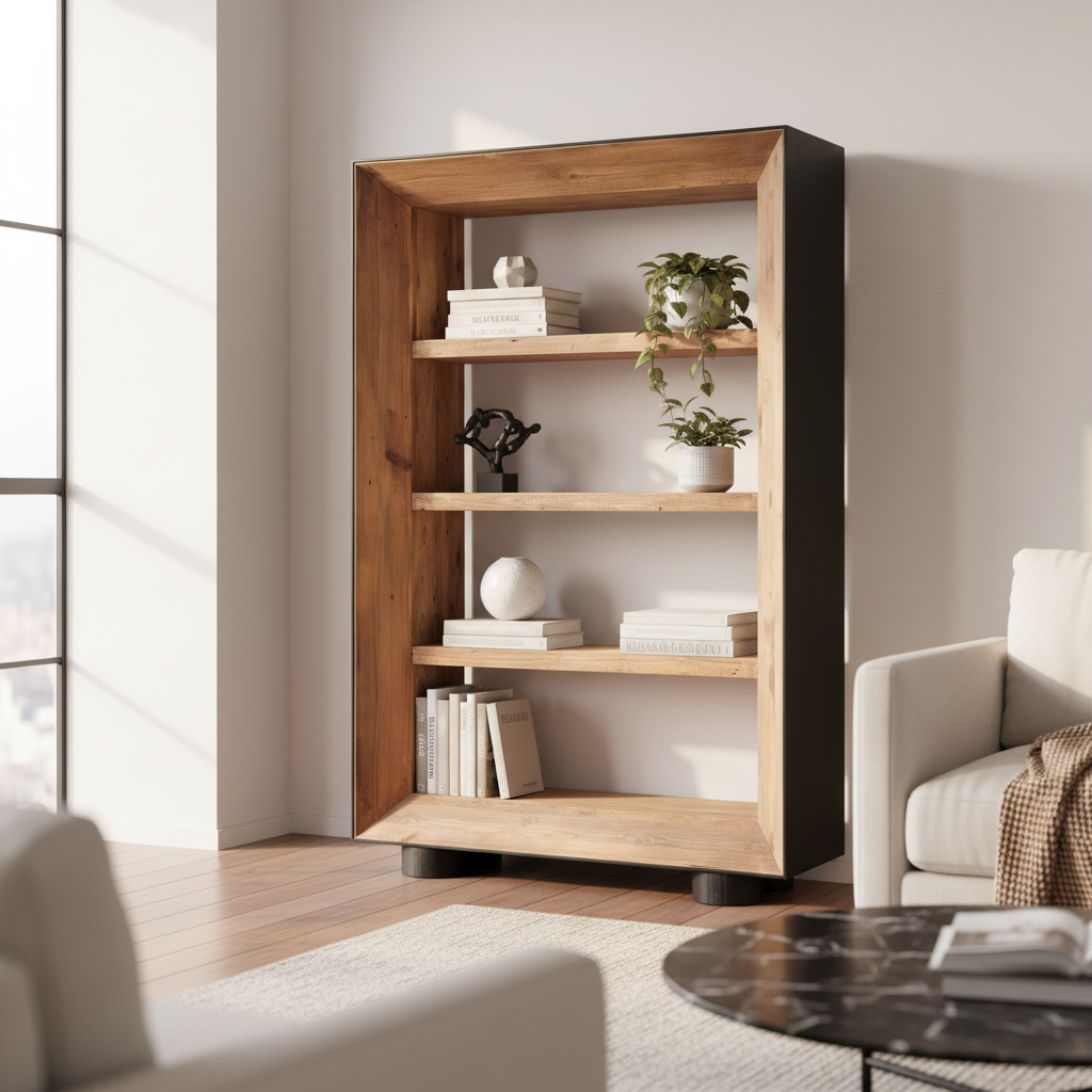 Mercana Tabor 47" x 16" x 72" Solid + Manufactured Wood Bookcase