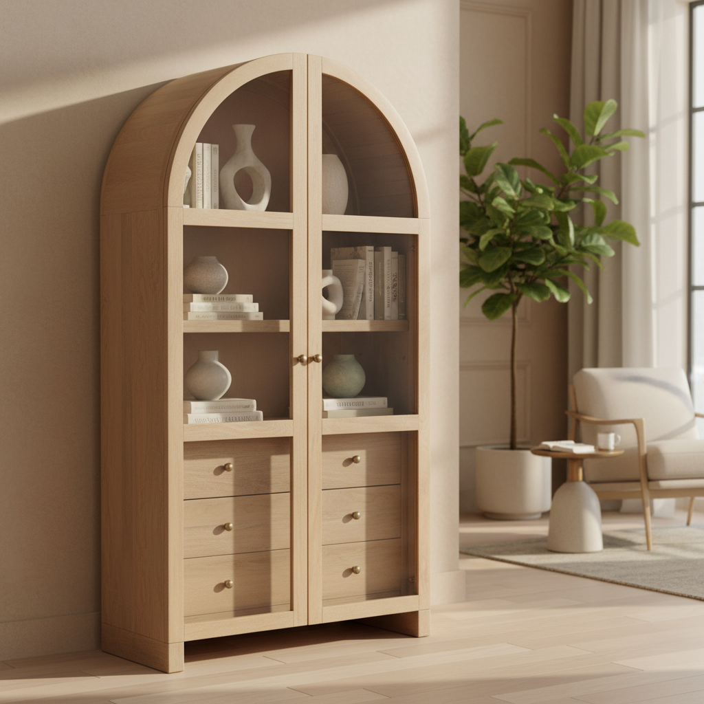 Mercana Suri 42" x 18" x 80" Solid Wood Display Cabinet
