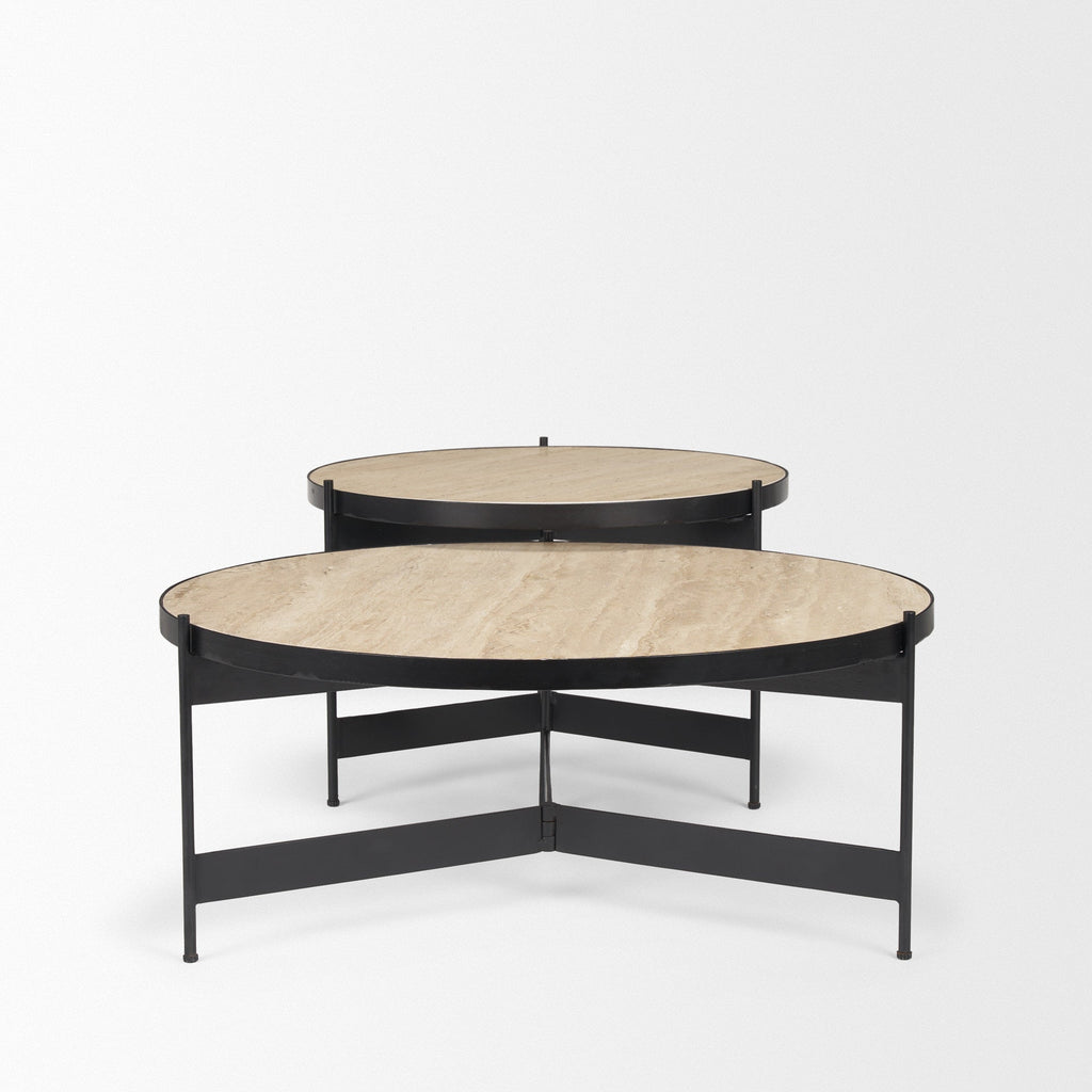 Mercana Wade 56" x 32" x 13.5" Metal,Stone Coffee Table