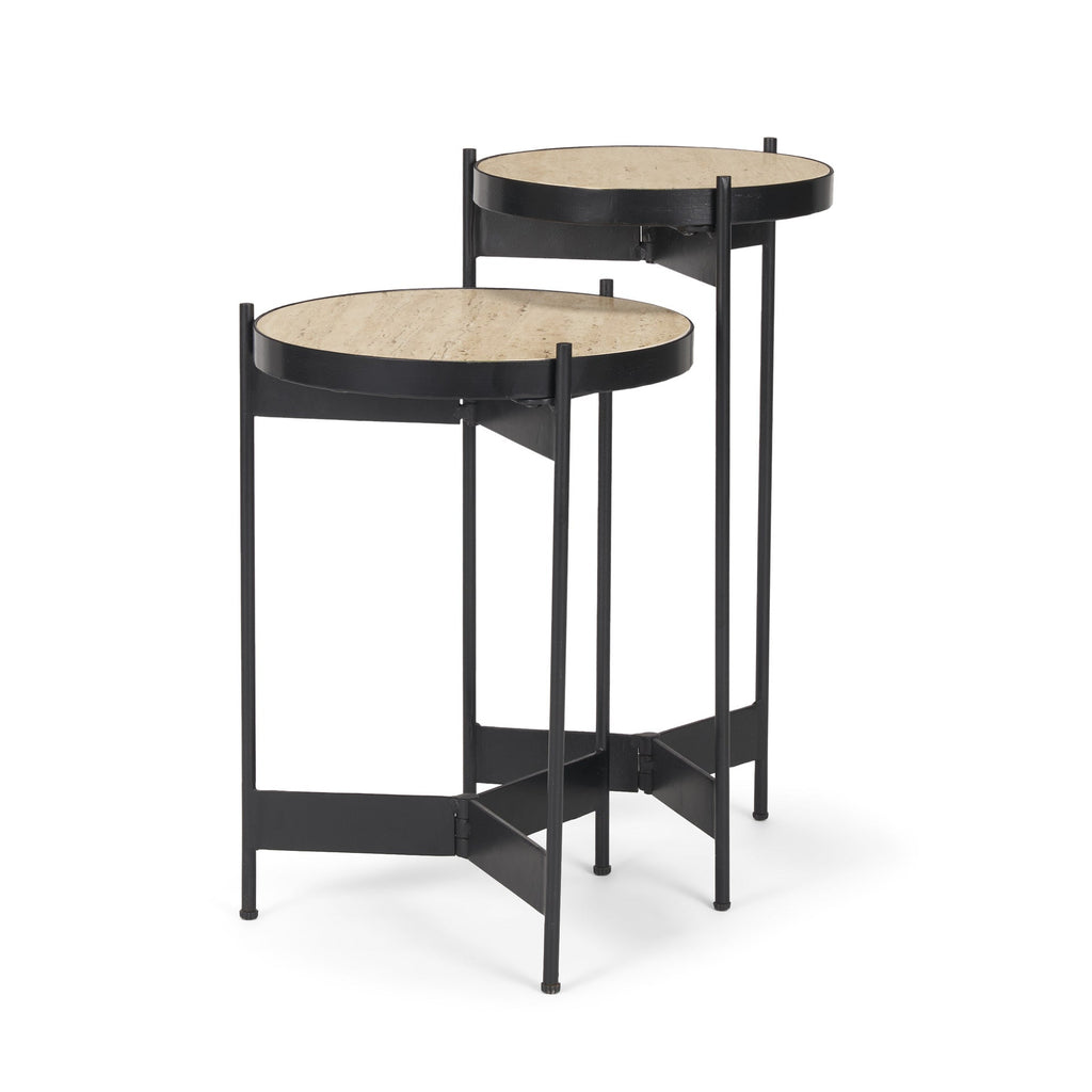 Mercana Wade 26" x 14" x 24" Metal,Stone Side Table