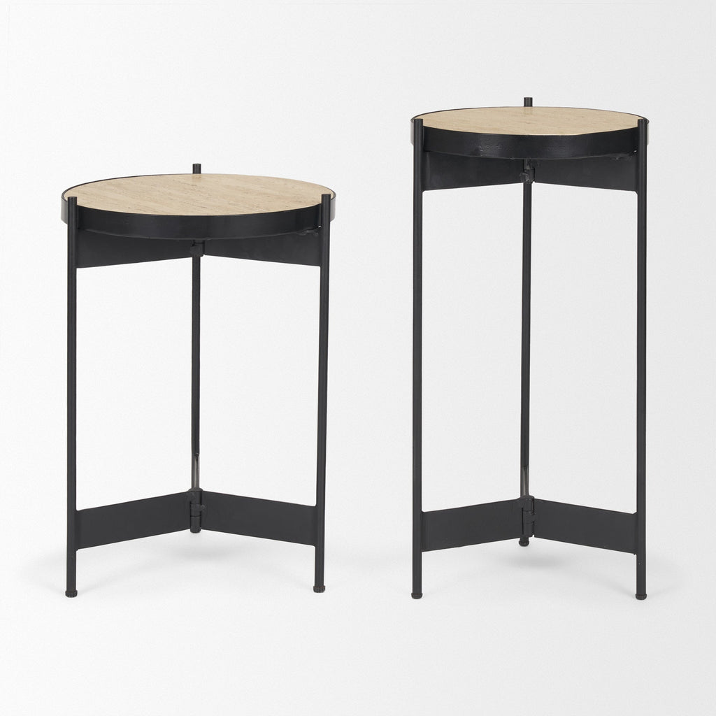 Mercana Wade 26" x 14" x 24" Metal,Stone Side Table