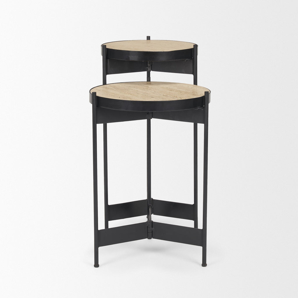 Mercana Wade 26" x 14" x 24" Metal,Stone Side Table