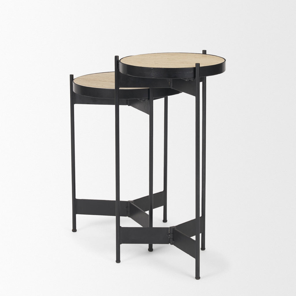 Mercana Wade 26" x 14" x 24" Metal,Stone Side Table