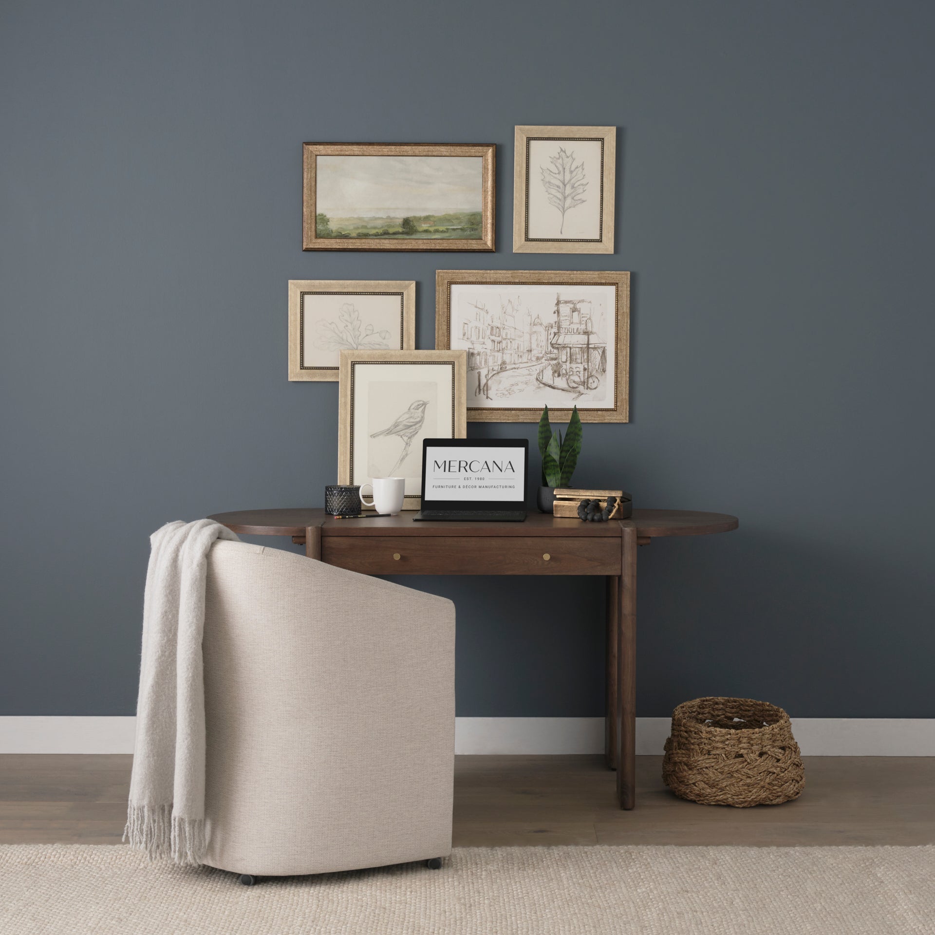 Mercana Sohan 59" x 25" x 30" Solid + Manufactured Wood Desk