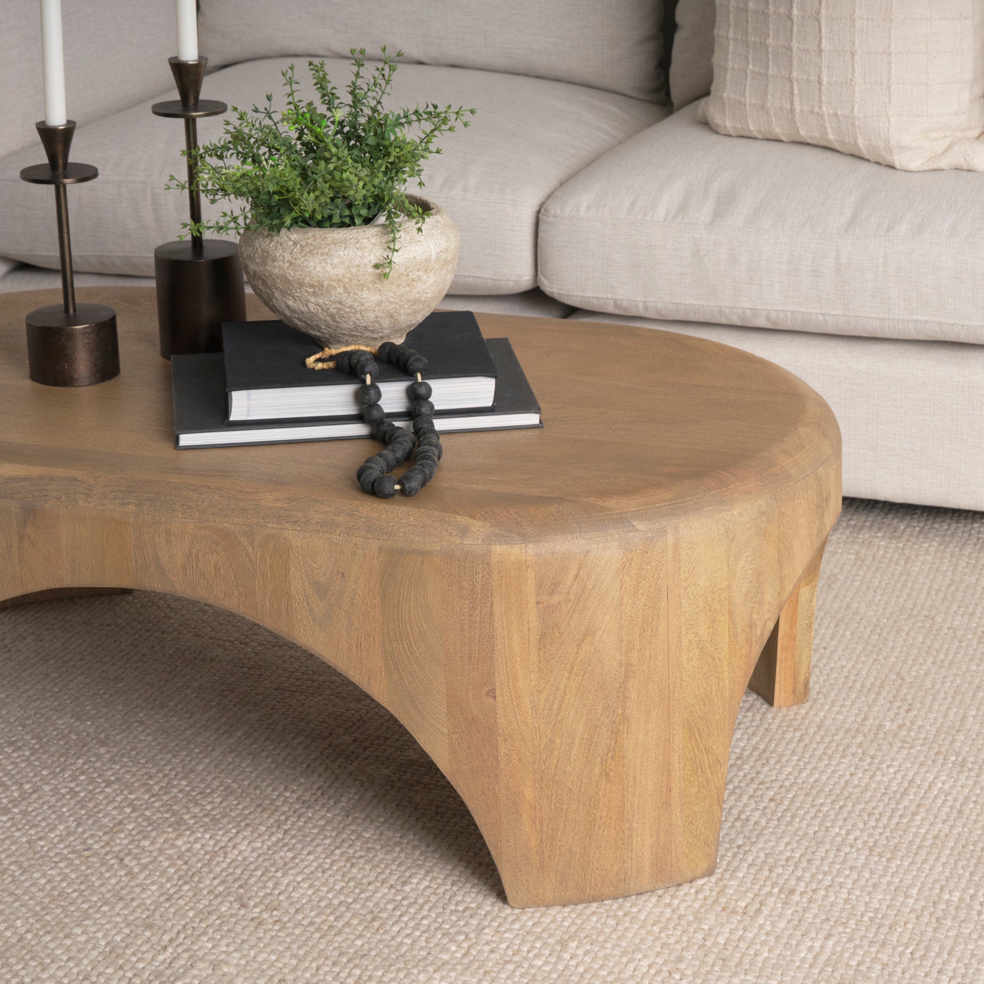 Mercana Shima 48" x 28" x 16" Solid Wood Coffee Table